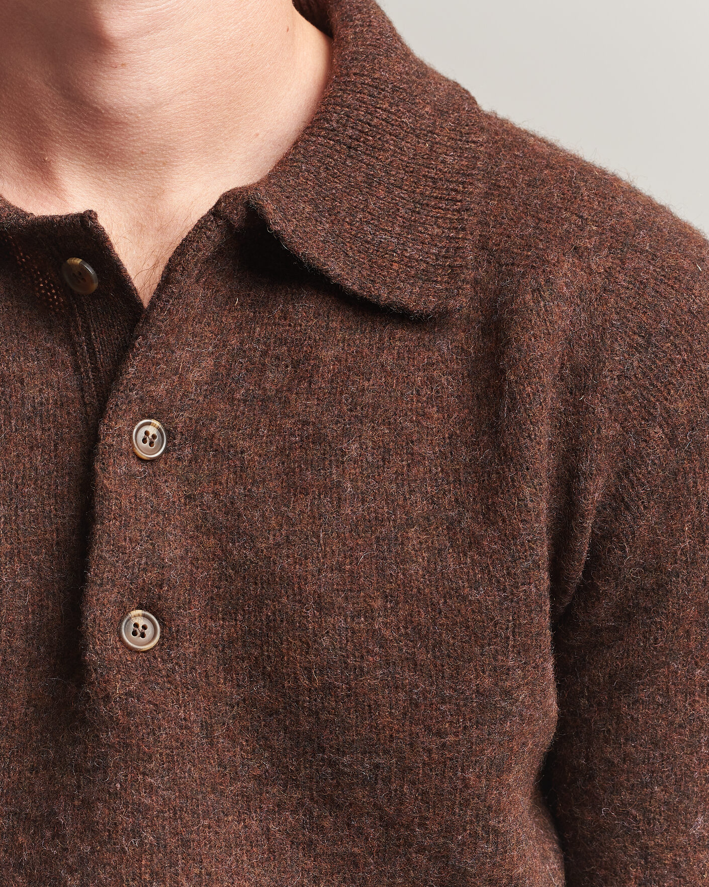Herre | Gensere | Harley Of Scotland | Brushed Supersoft Lambswool Polo Marron