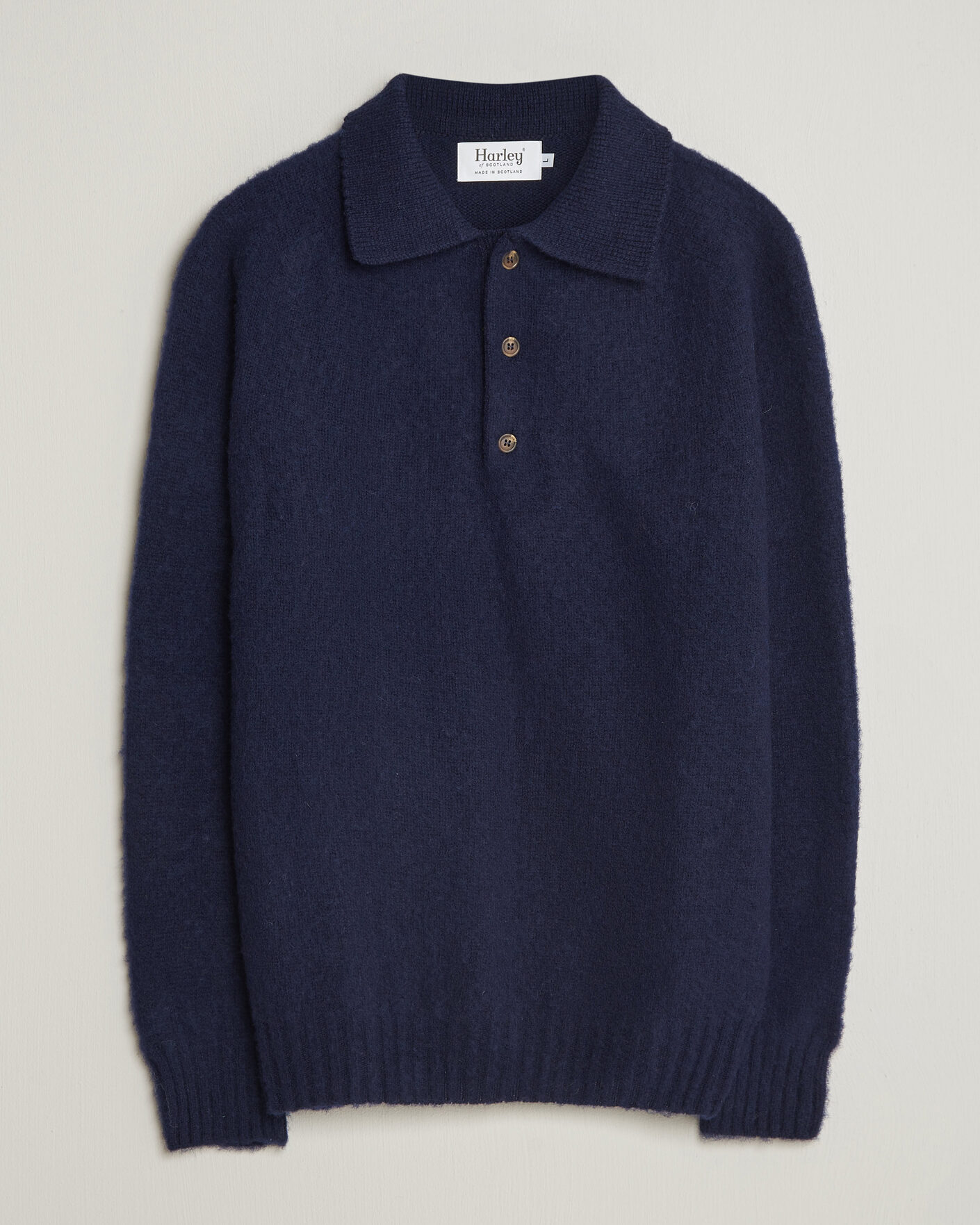 Herre | Gensere | Harley Of Scotland | Brushed Supersoft Lambswool Polo Navy