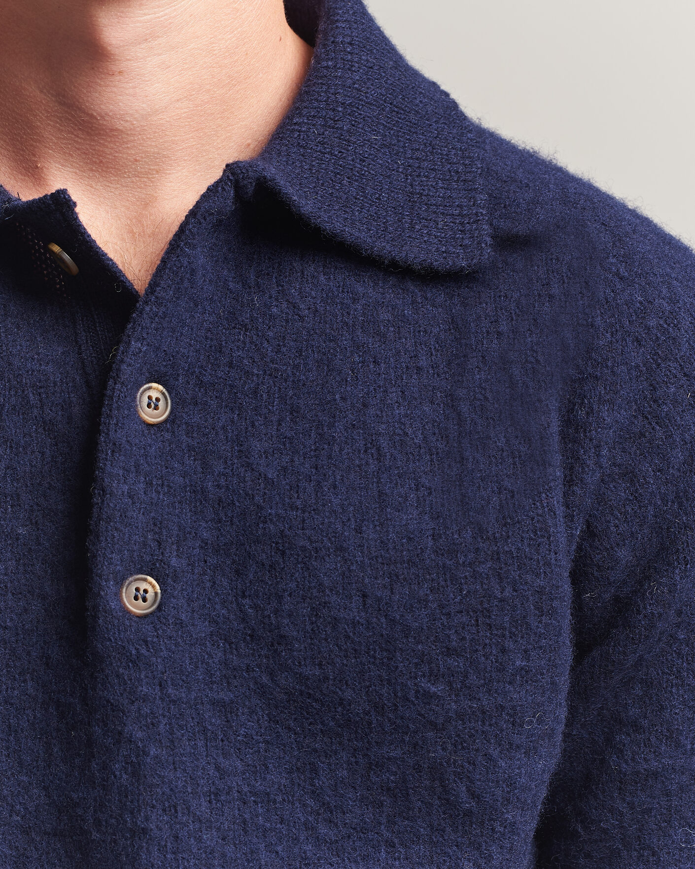 Herre | Gensere | Harley Of Scotland | Brushed Supersoft Lambswool Polo Navy