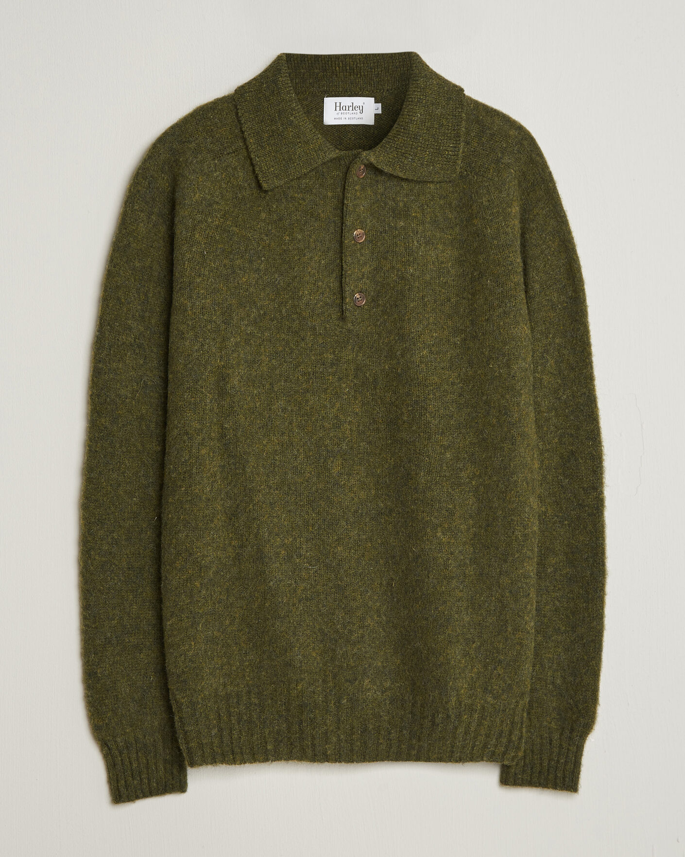 Herre | Gensere | Harley Of Scotland | Brushed Supersoft Lambswool Polo Scots Pine