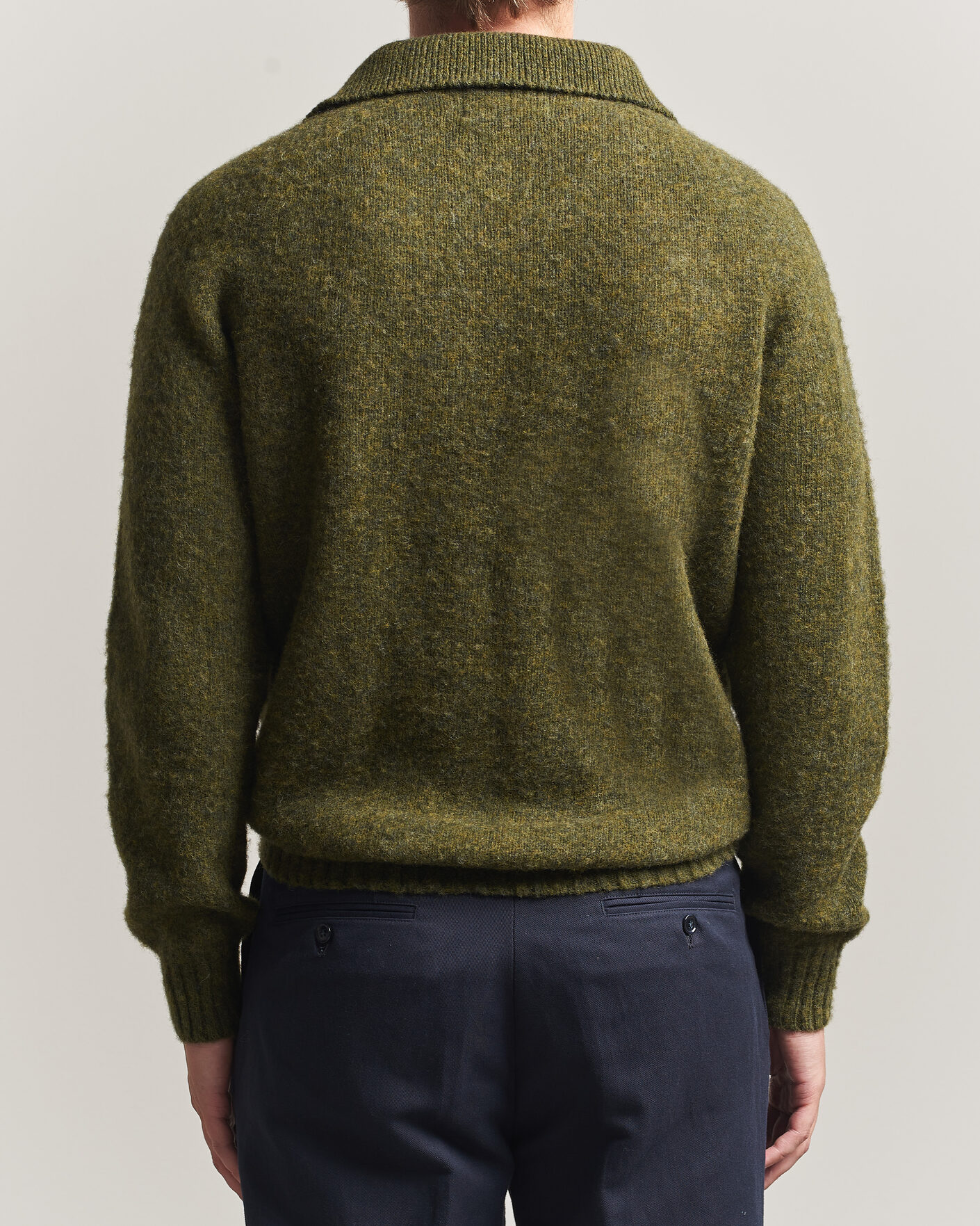 Herre | Gensere | Harley Of Scotland | Brushed Supersoft Lambswool Polo Scots Pine