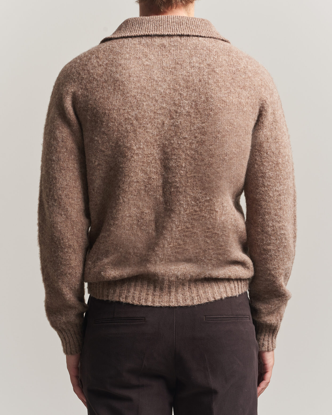 Herre | Gensere | Harley Of Scotland | Brushed Supersoft Lambswool Polo Tundra