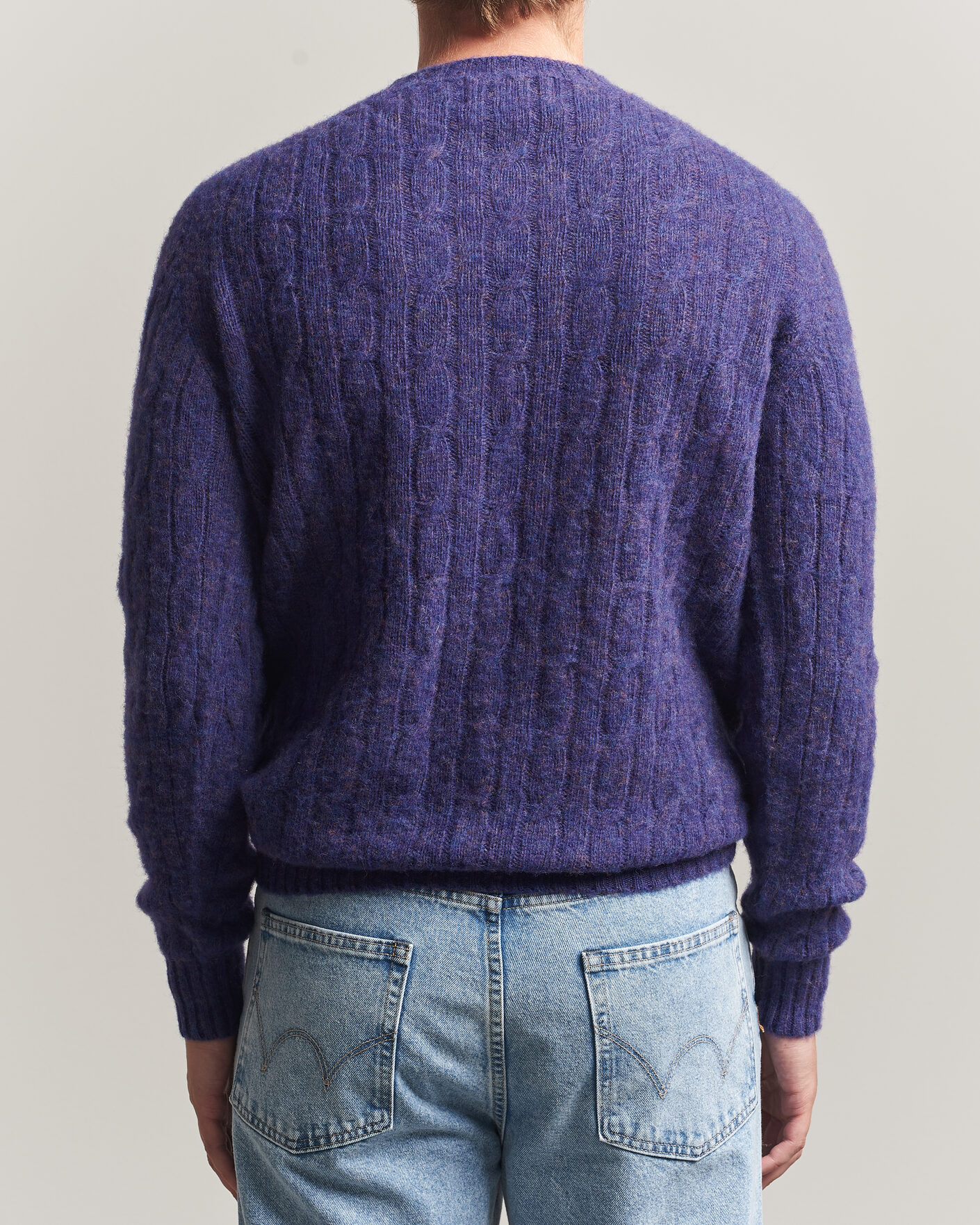 Herre | Gensere | Harley Of Scotland | Brushed Supersoft Lambswool Cable Iris