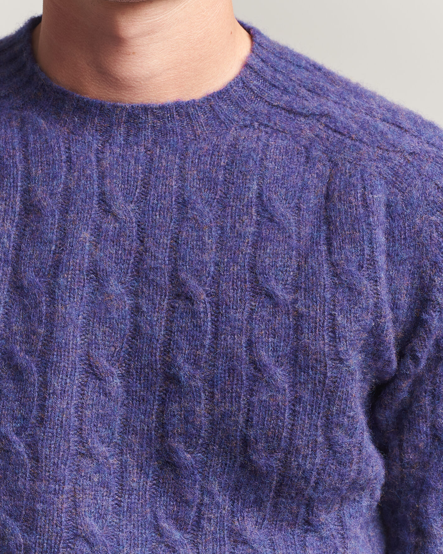 Herre | Gensere | Harley Of Scotland | Brushed Supersoft Lambswool Cable Iris