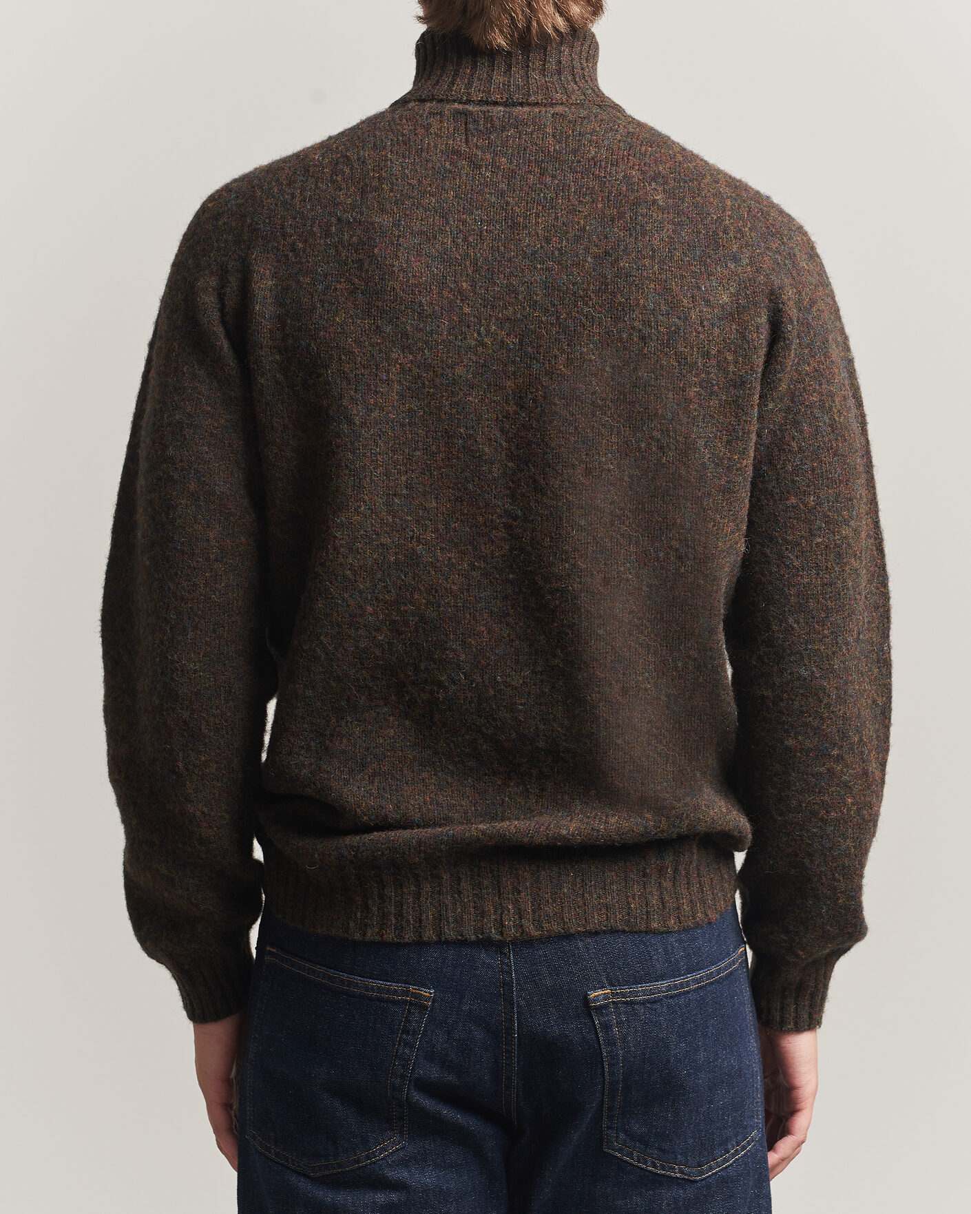 Herre | Gensere | Harley Of Scotland | Brushed Supersoft Lambswool Rollneck Carob