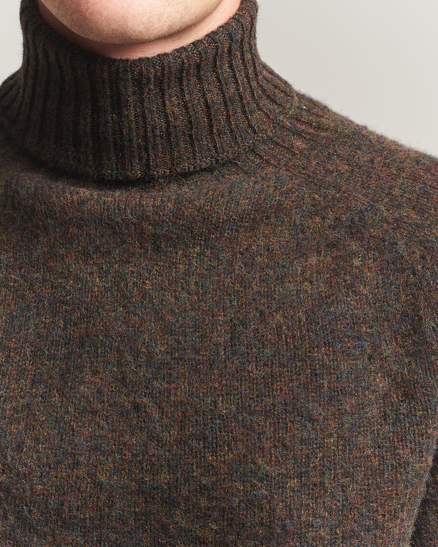 Herre | Gensere | Harley Of Scotland | Brushed Supersoft Lambswool Rollneck Carob