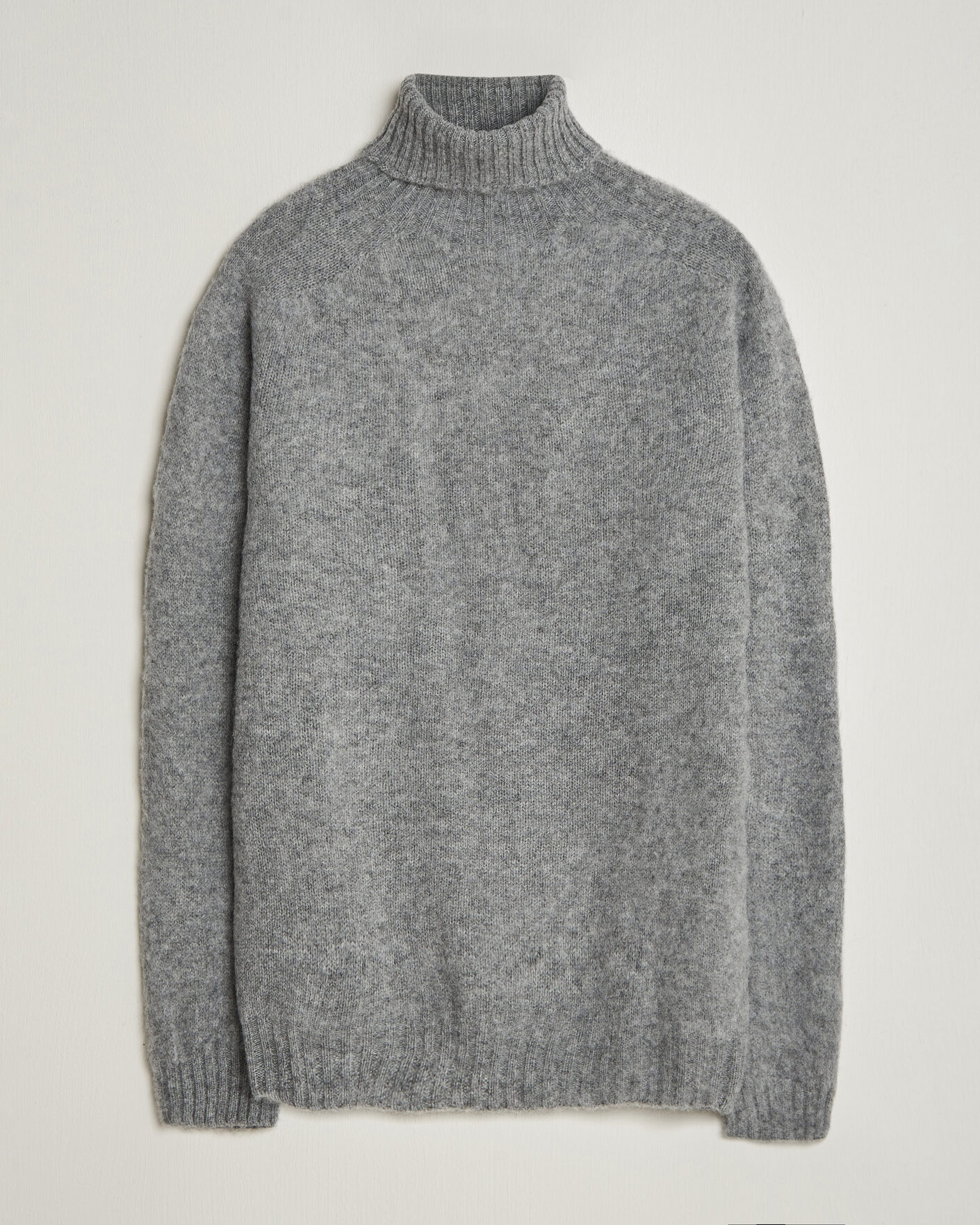 Herre | Gensere | Harley Of Scotland | Brushed Supersoft Lambswool Rollneck Mid Grey