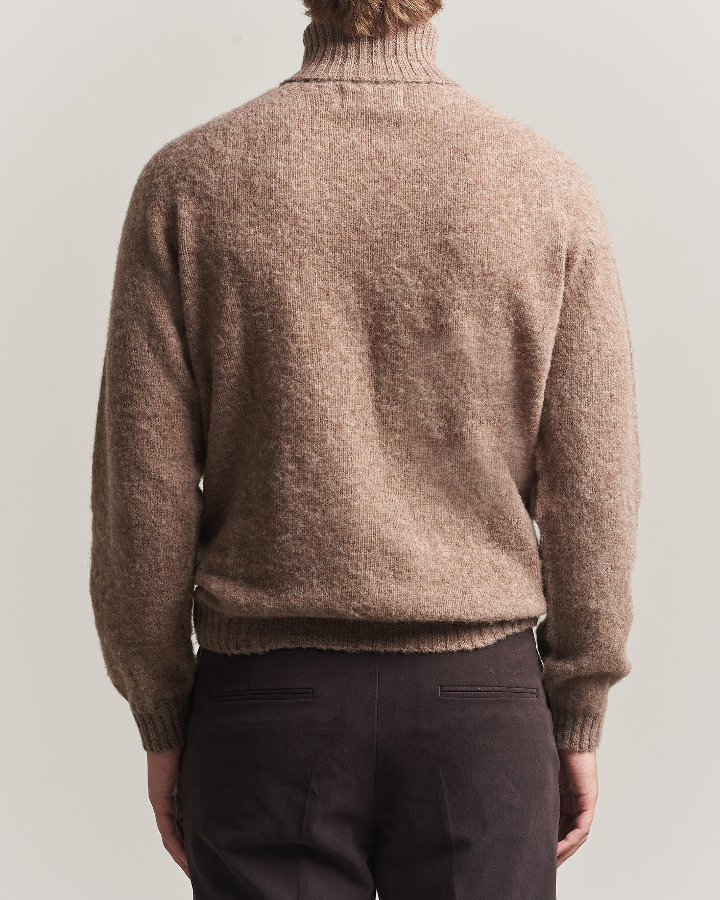 Herre | Gensere | Harley Of Scotland | Brushed Supersoft Lambswool Rollneck Tundra