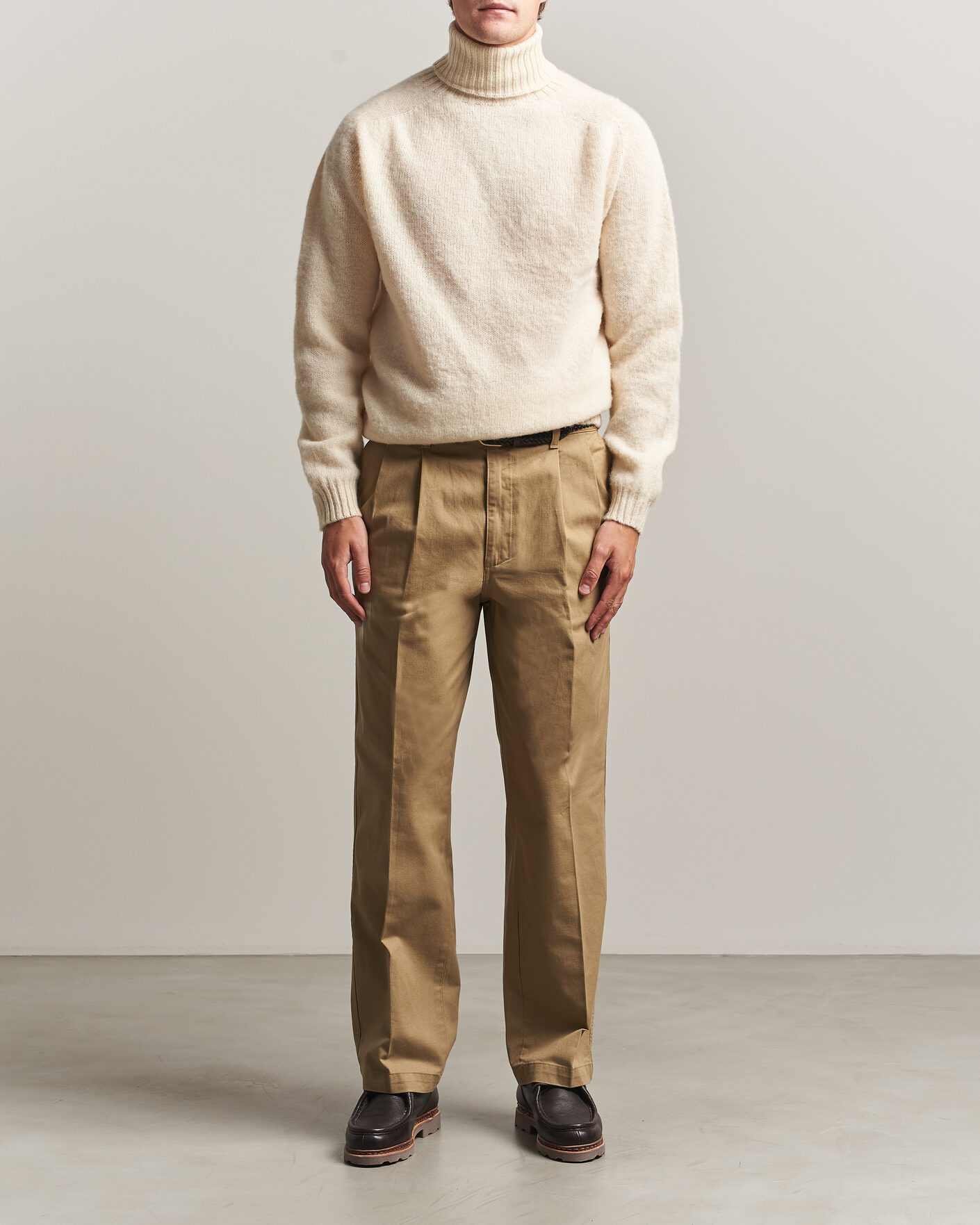 Herre | Gensere | Harley Of Scotland | Brushed Supersoft Lambswool Rollneck Vanilla