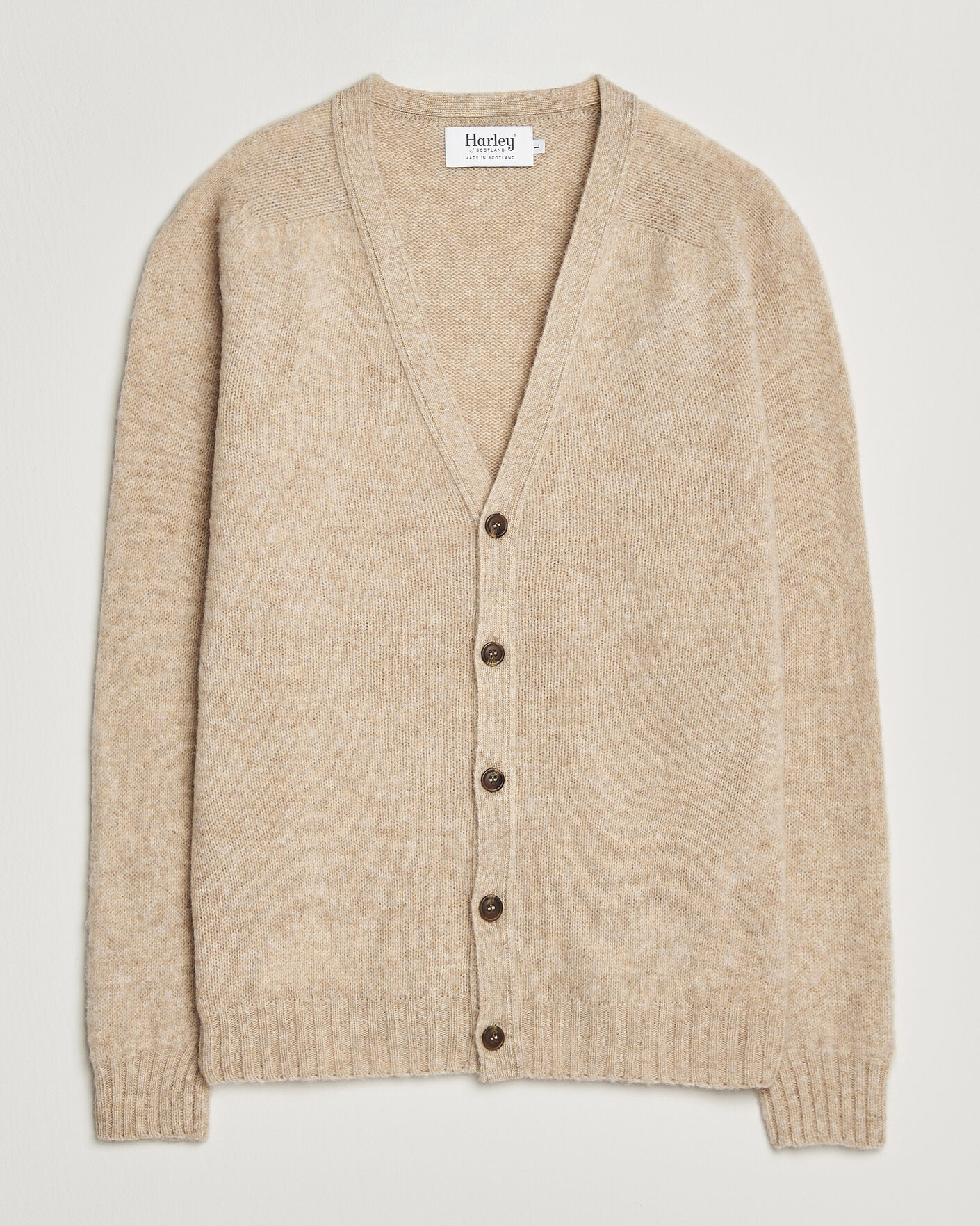 Herre | Gensere | Harley Of Scotland | Brushed Supersoft Lambswool Cardigan Calico