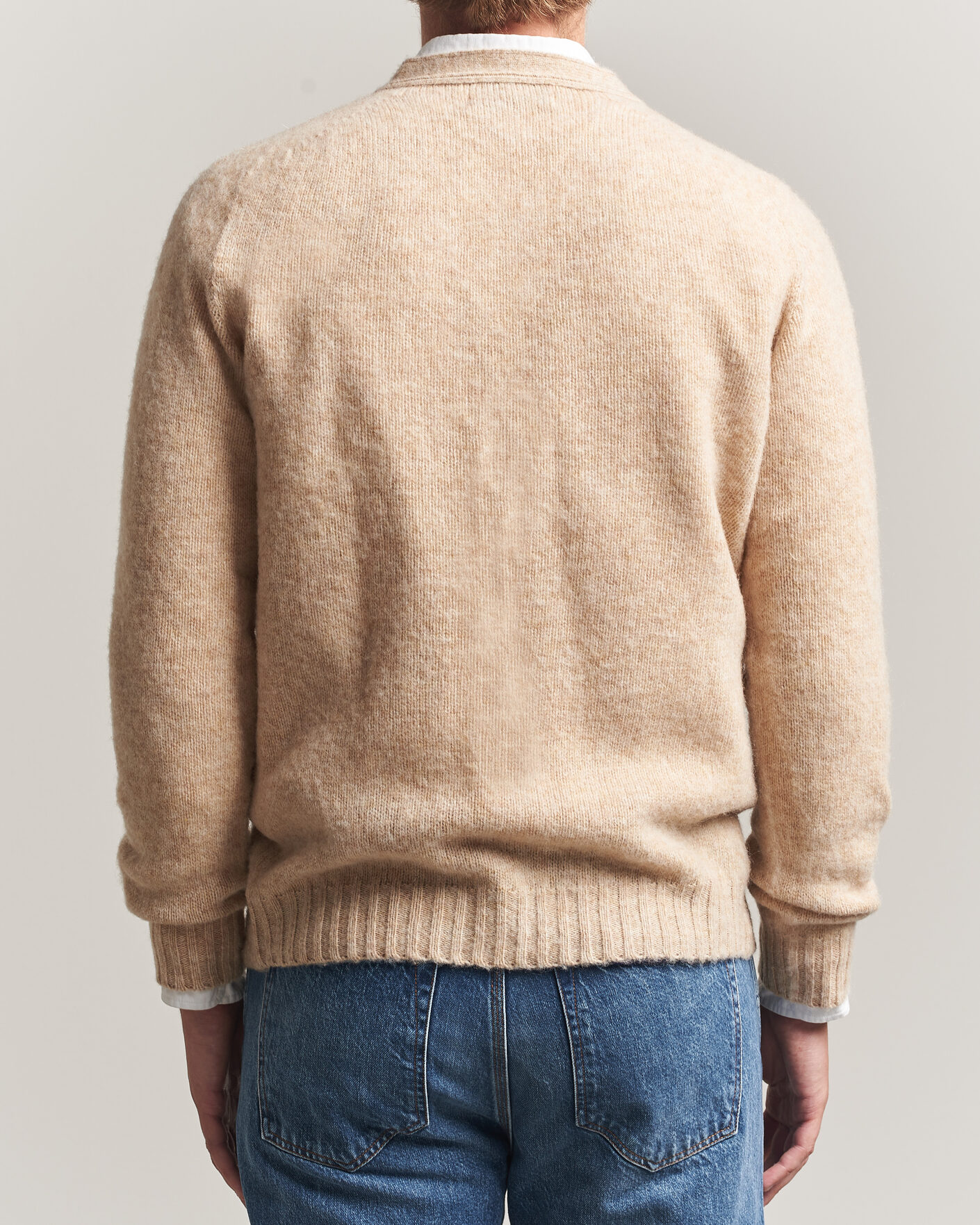 Herre | Gensere | Harley Of Scotland | Brushed Supersoft Lambswool Cardigan Calico