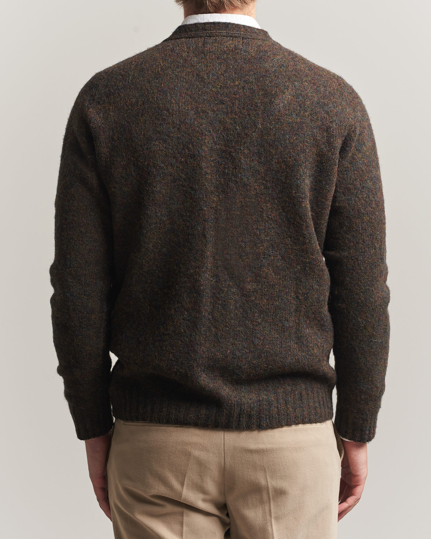Herre | Gensere | Harley Of Scotland | Brushed Supersoft Lambswool Cardigan Carob