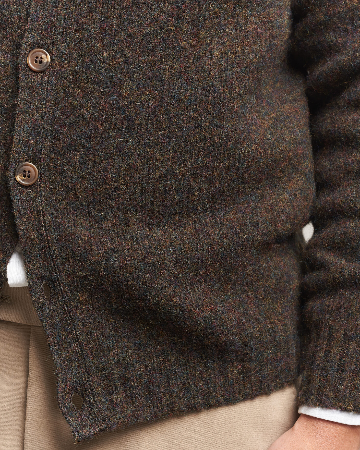 Herre | Gensere | Harley Of Scotland | Brushed Supersoft Lambswool Cardigan Carob
