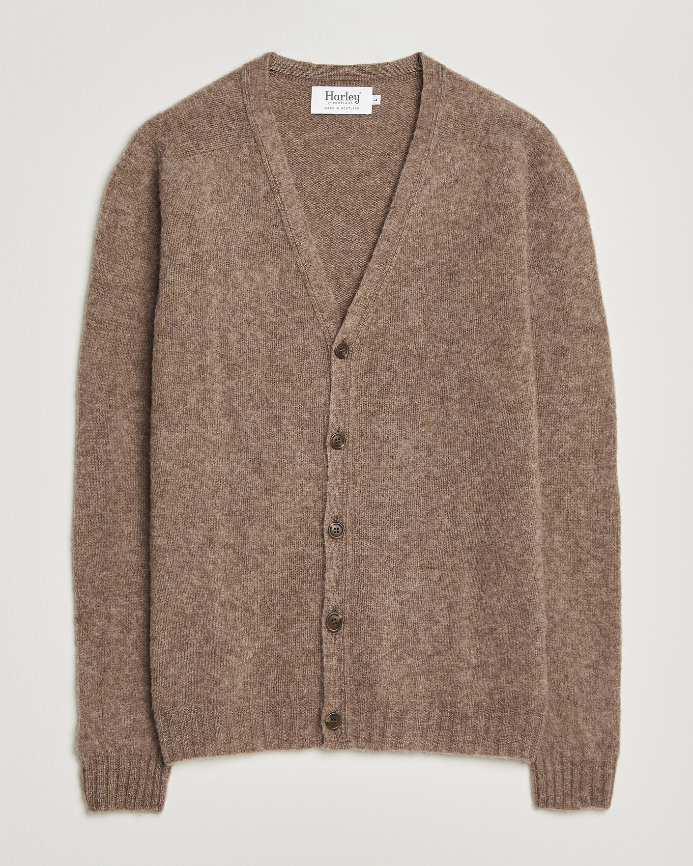Herre | Gensere | Harley Of Scotland | Brushed Supersoft Lambswool Cardigan Tundra