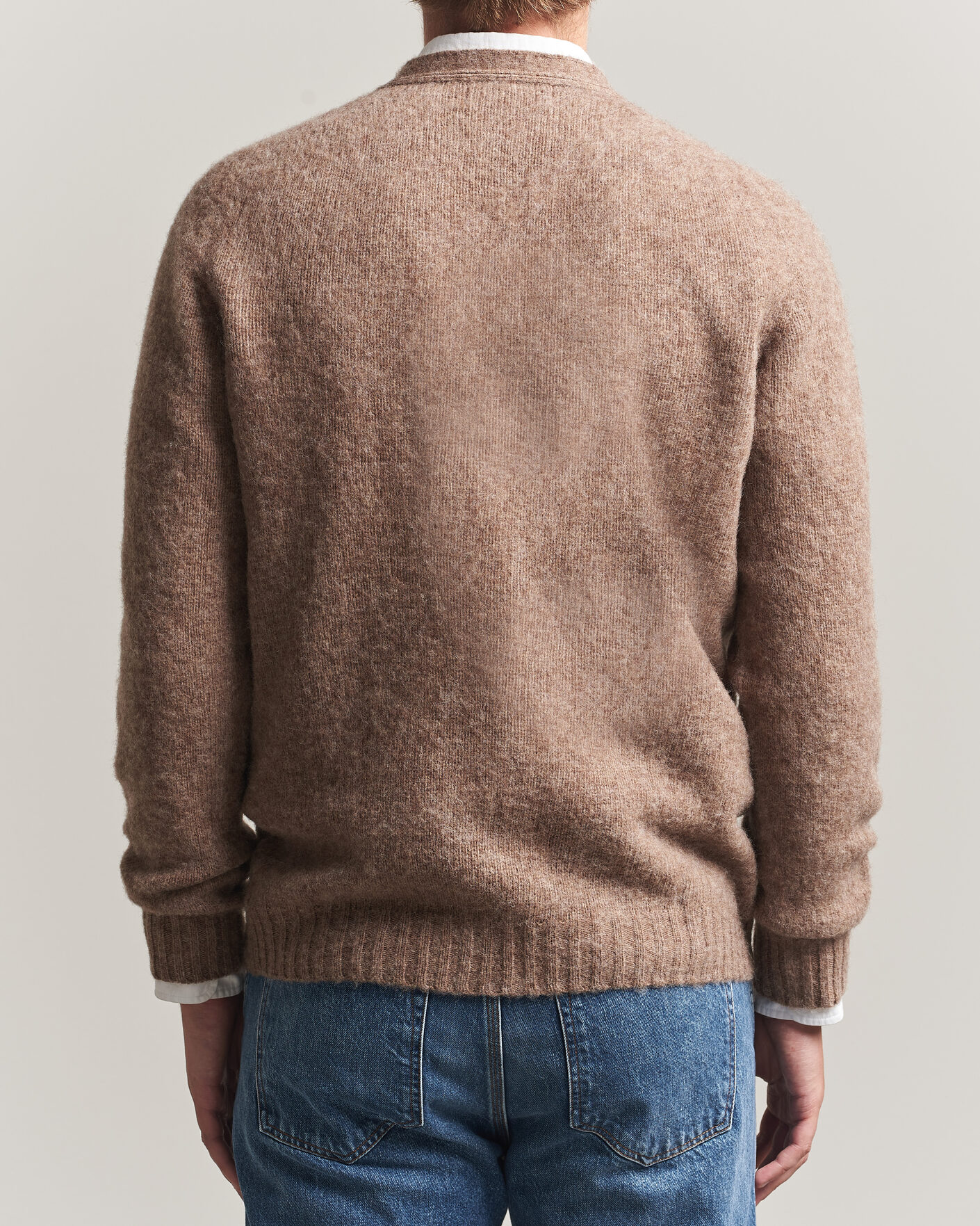 Herre | Gensere | Harley Of Scotland | Brushed Supersoft Lambswool Cardigan Tundra