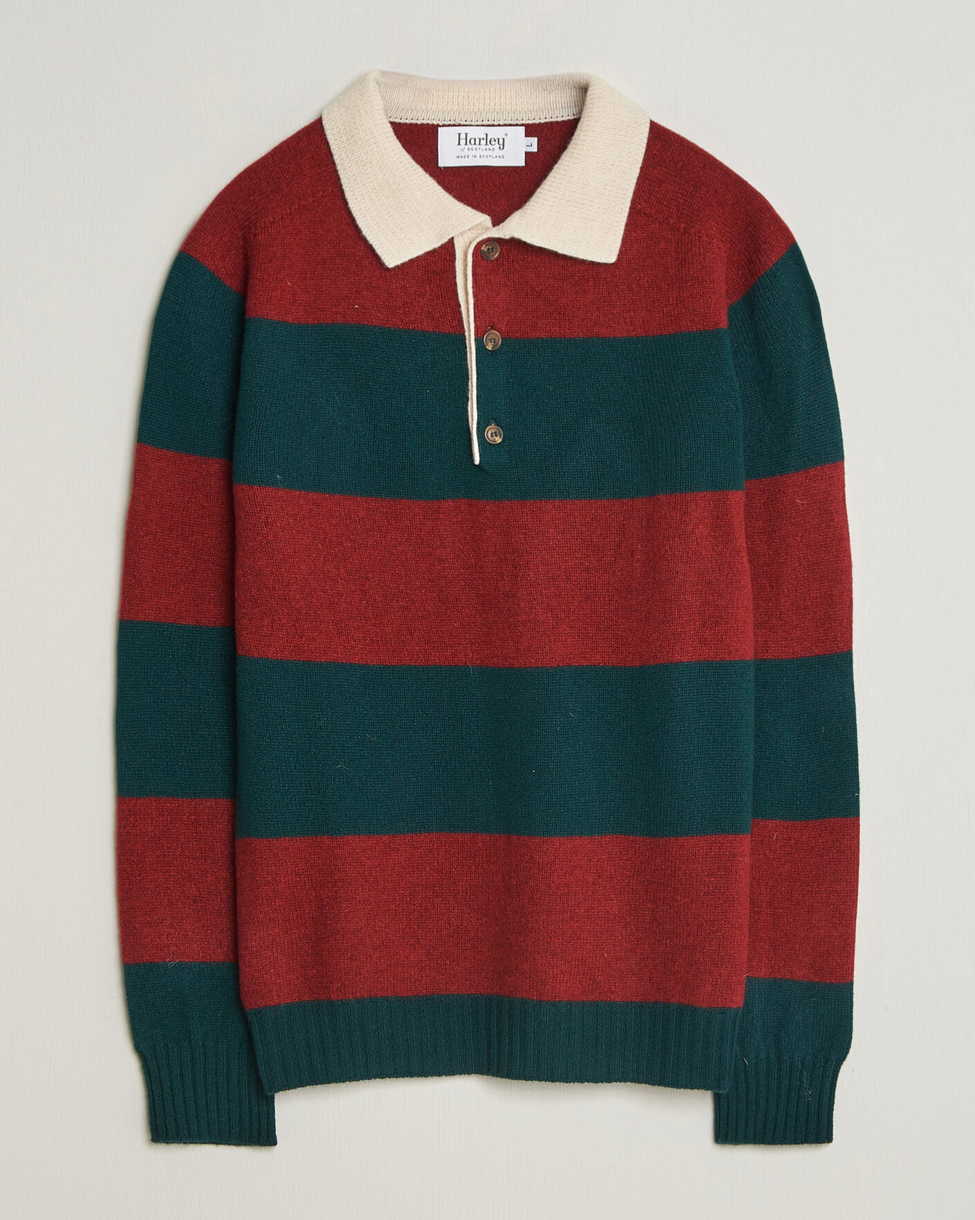 Herre | Gensere | Harley Of Scotland | Supersoft 2ply Lambswool Rugby Green/Red