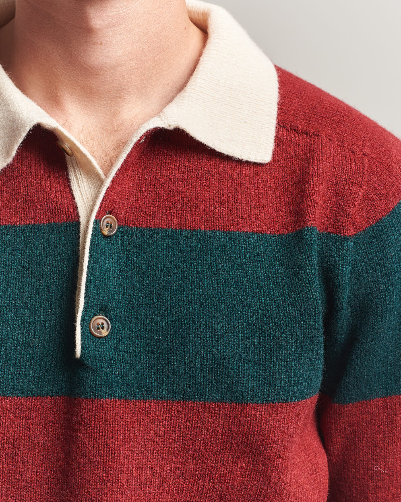 Herre | Gensere | Harley Of Scotland | Supersoft 2ply Lambswool Rugby Green/Red