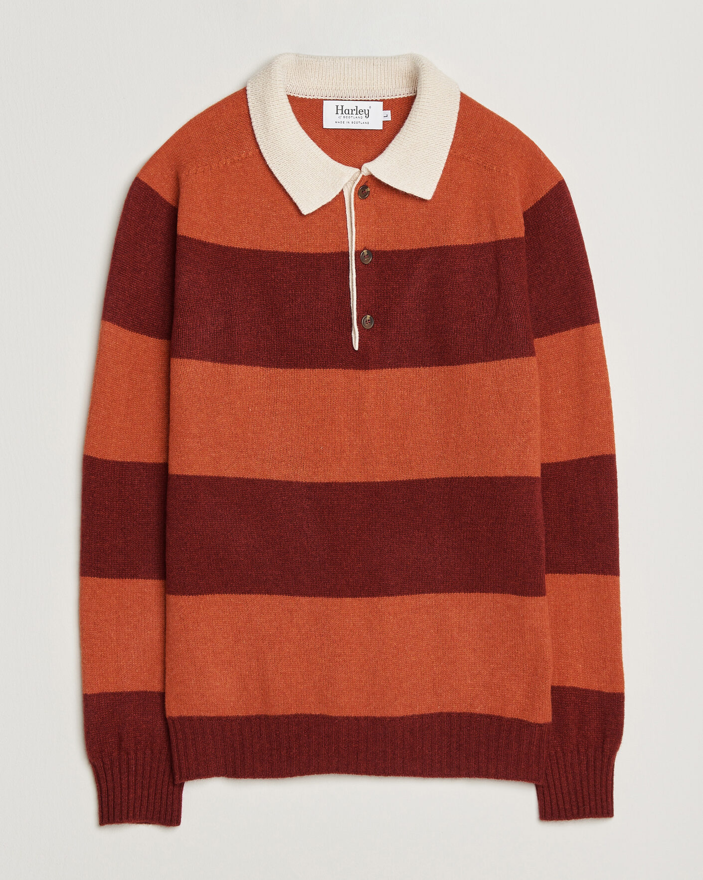 Herre | Gensere | Harley Of Scotland | Supersoft 2ply Lambswool Rugby Red/Orange