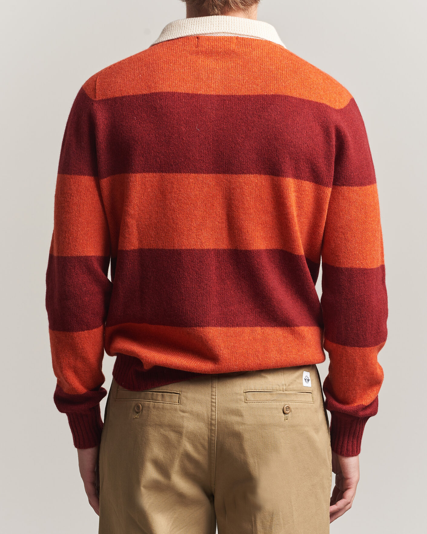 Herre | Gensere | Harley Of Scotland | Supersoft 2ply Lambswool Rugby Red/Orange