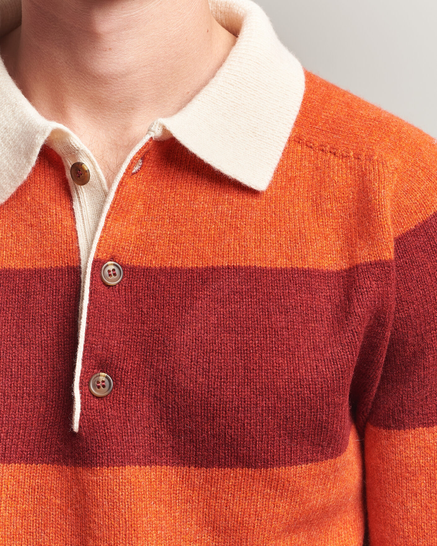 Herre | Gensere | Harley Of Scotland | Supersoft 2ply Lambswool Rugby Red/Orange