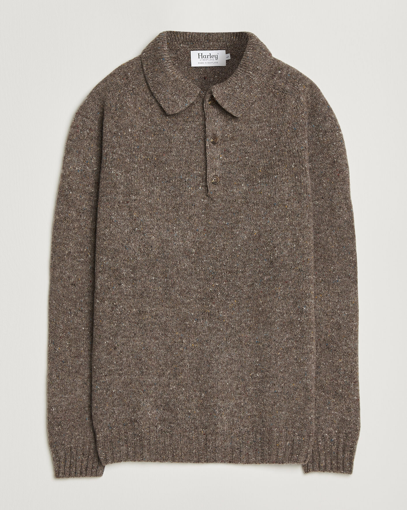 Herre | Gensere | Harley Of Scotland | Donegal Wool Polo Brown