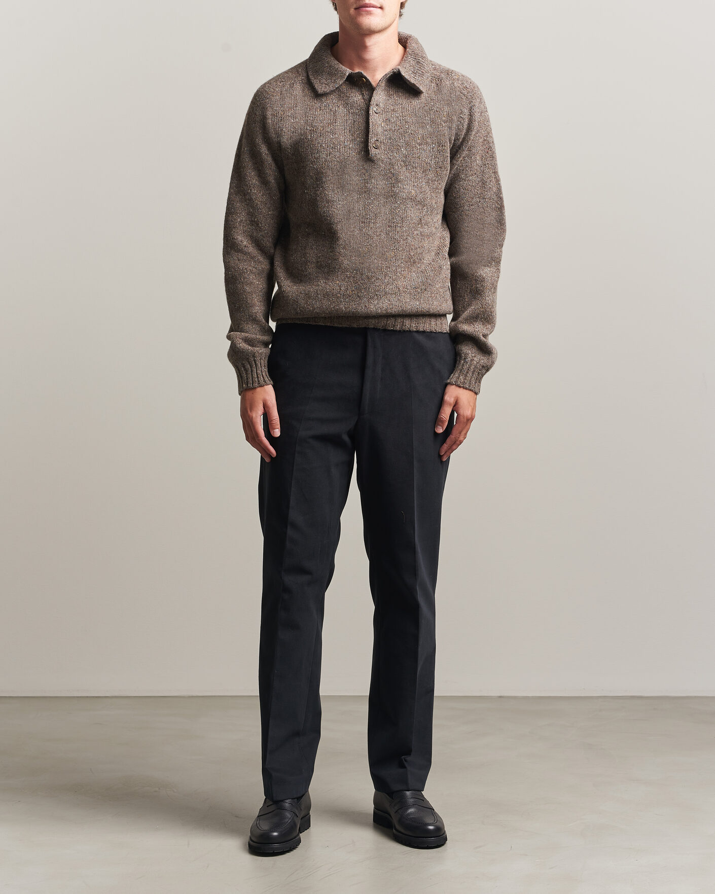 Herre | Gensere | Harley Of Scotland | Donegal Wool Polo Brown