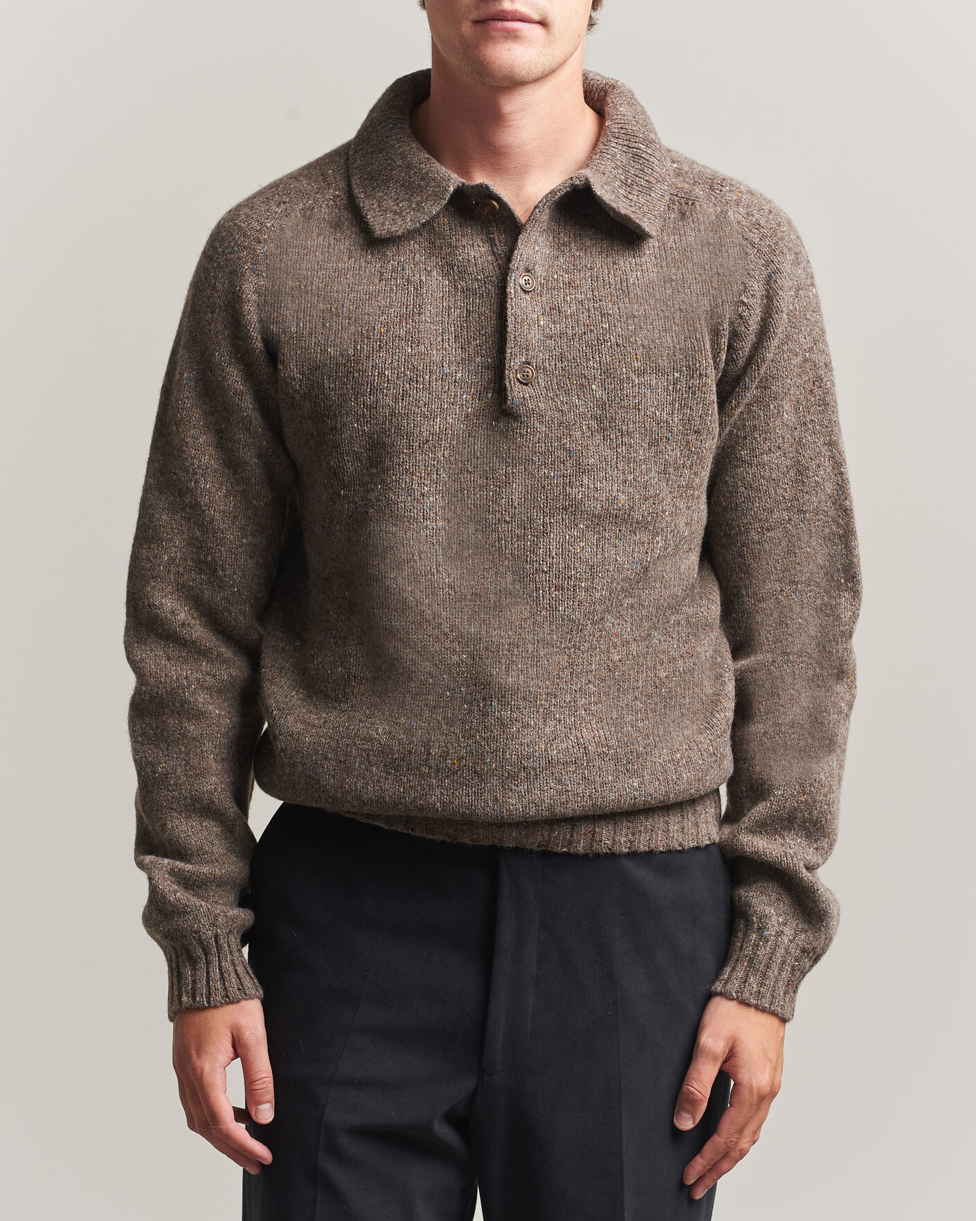 Herre | Gensere | Harley Of Scotland | Donegal Wool Polo Brown