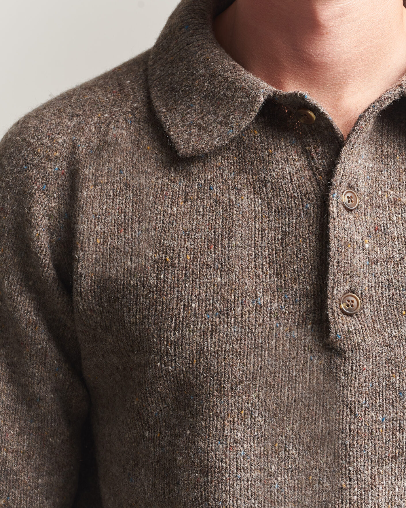 Herre | Gensere | Harley Of Scotland | Donegal Wool Polo Brown