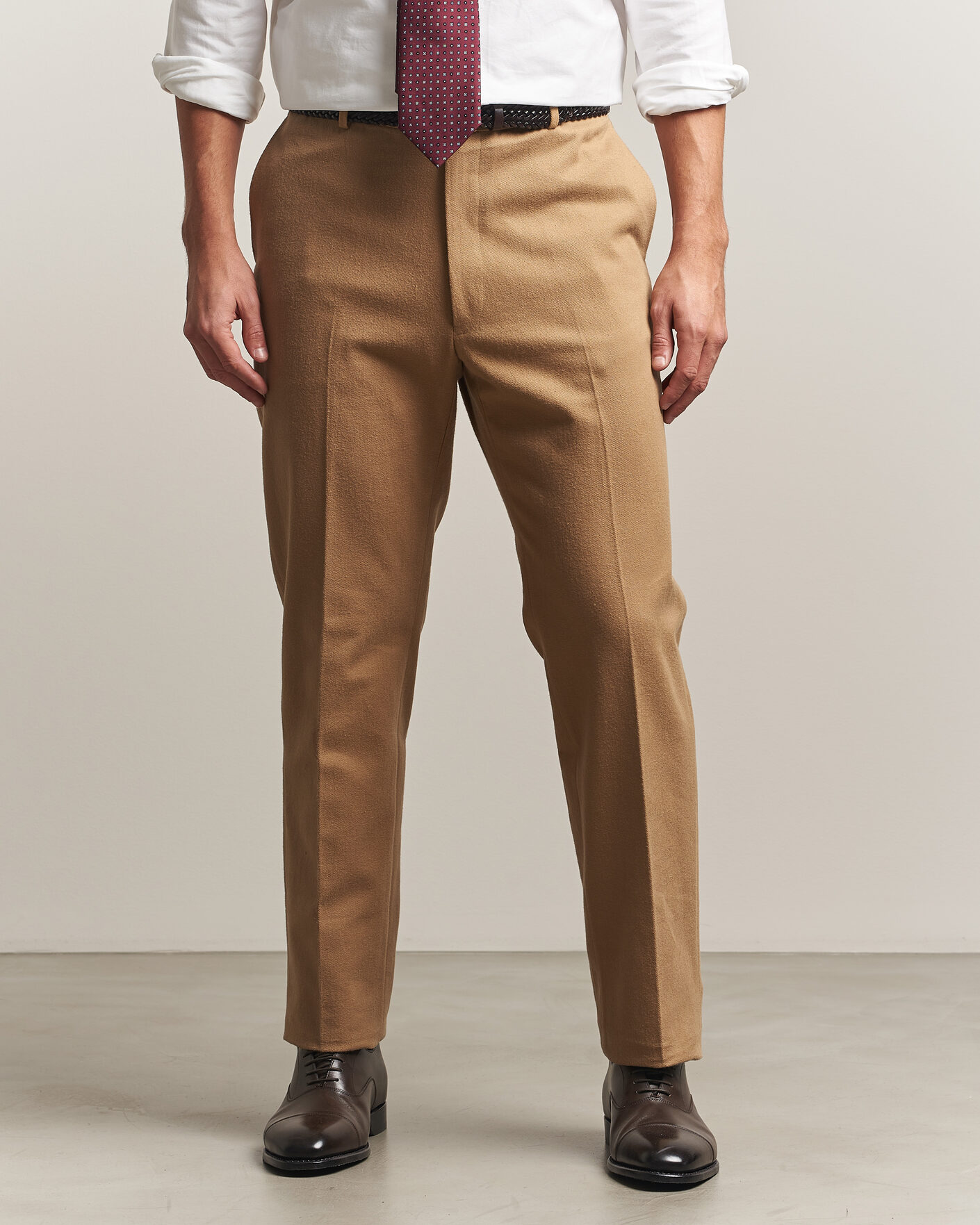 Herre | Bukser | Kamakura Shirts | Brushed Cotton Twill Ivy Trousers Beige