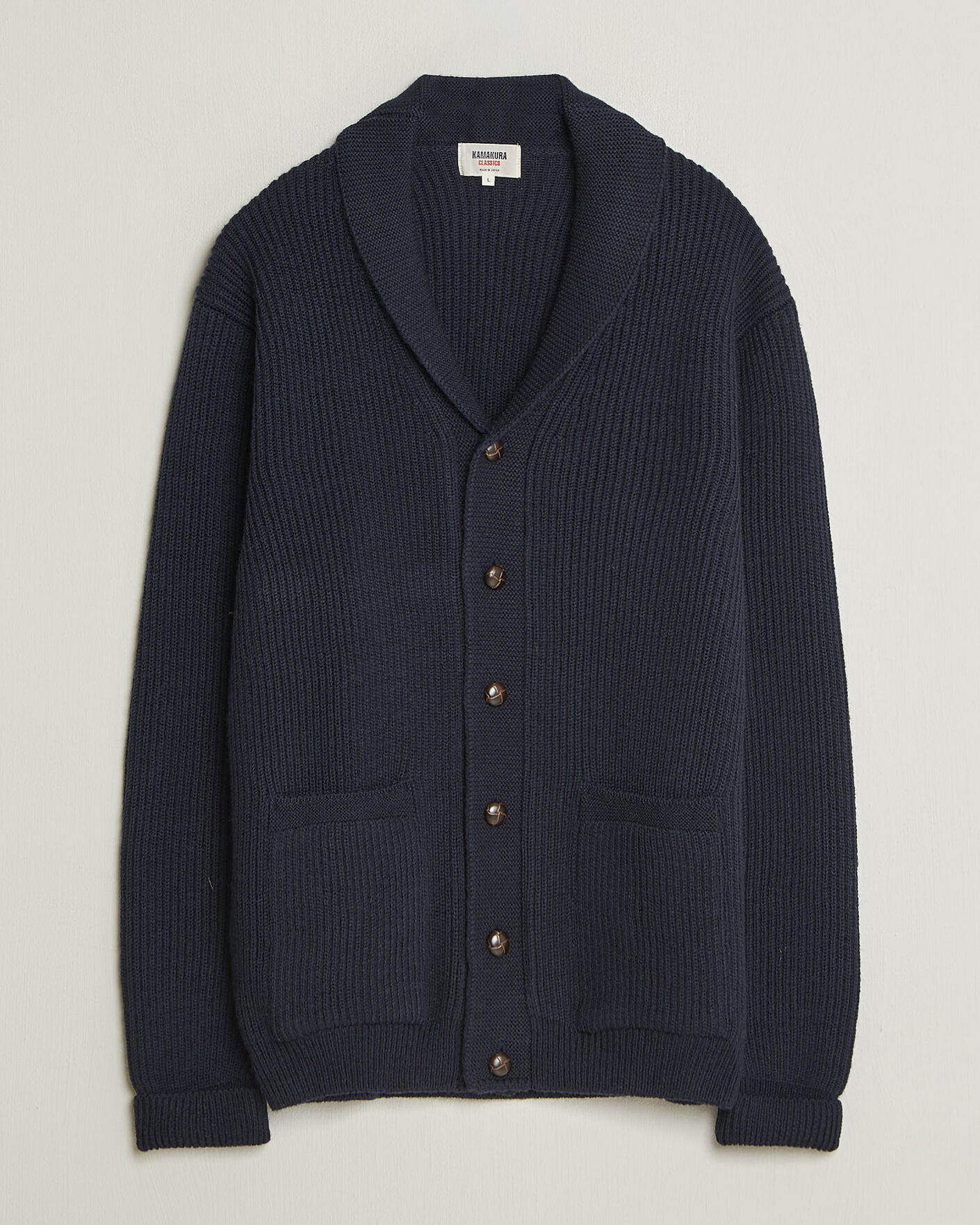Herre | Gensere | Kamakura Shirts | McQueen Shawl Collar Cardigan Navy