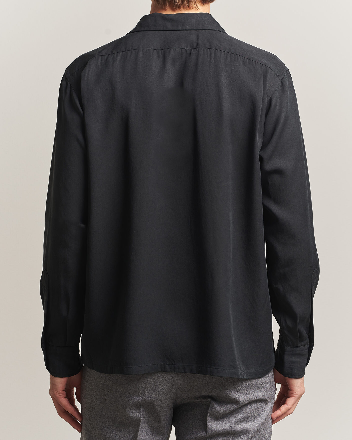Herre | Skjorter | Kamakura Shirts | Vintage Open Collar Shirt Black