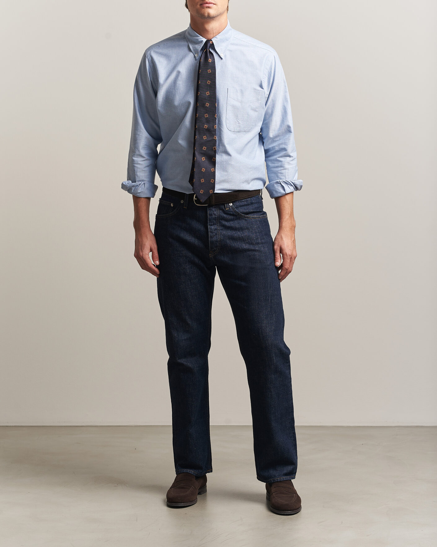 Herre | Skjorter | Kamakura Shirts | Ametora Japanese Oxford BD Shirt Light Blue