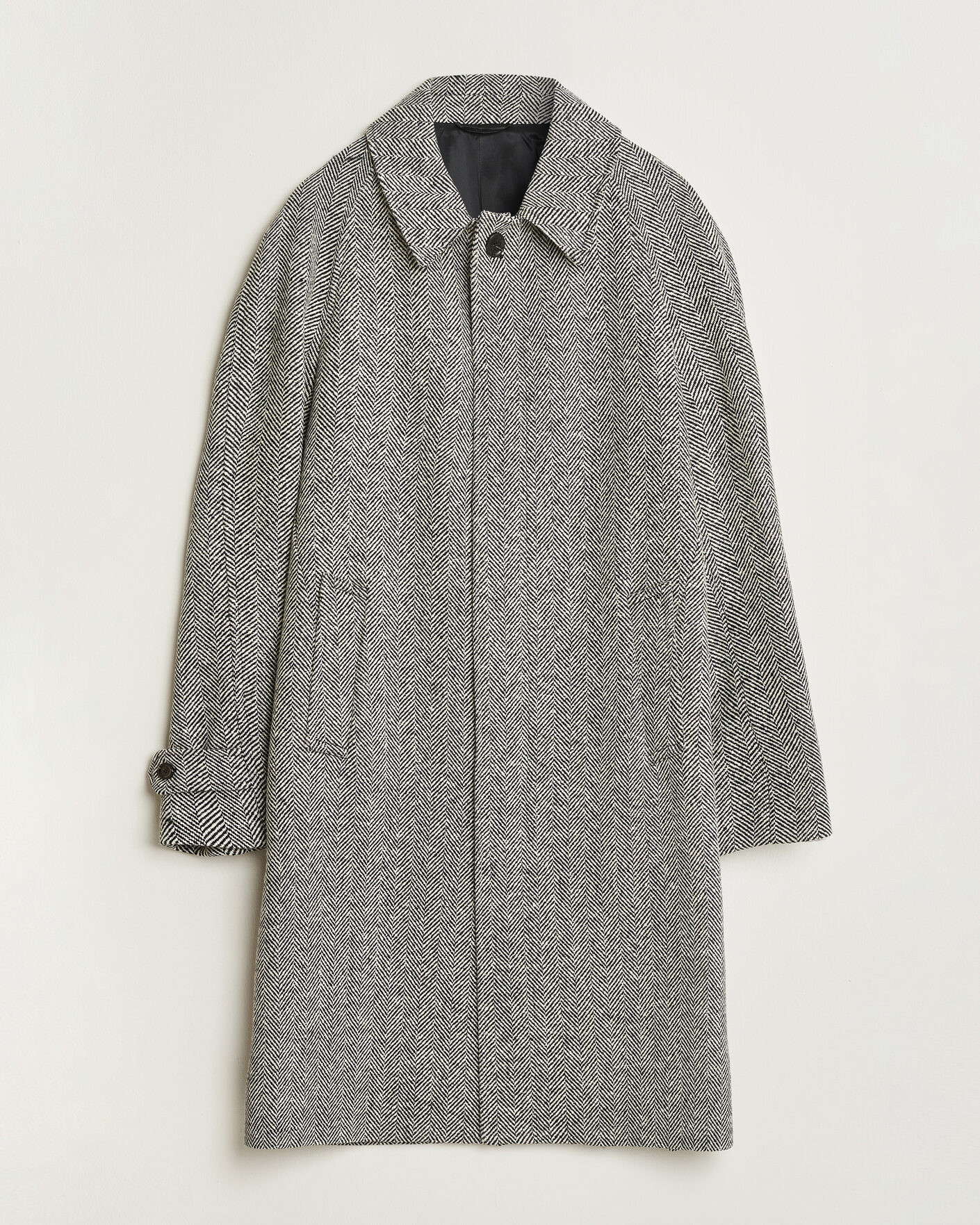 Herre | Jakker | Lardini | Wool Herringbone Raglan Coat Dark Grey