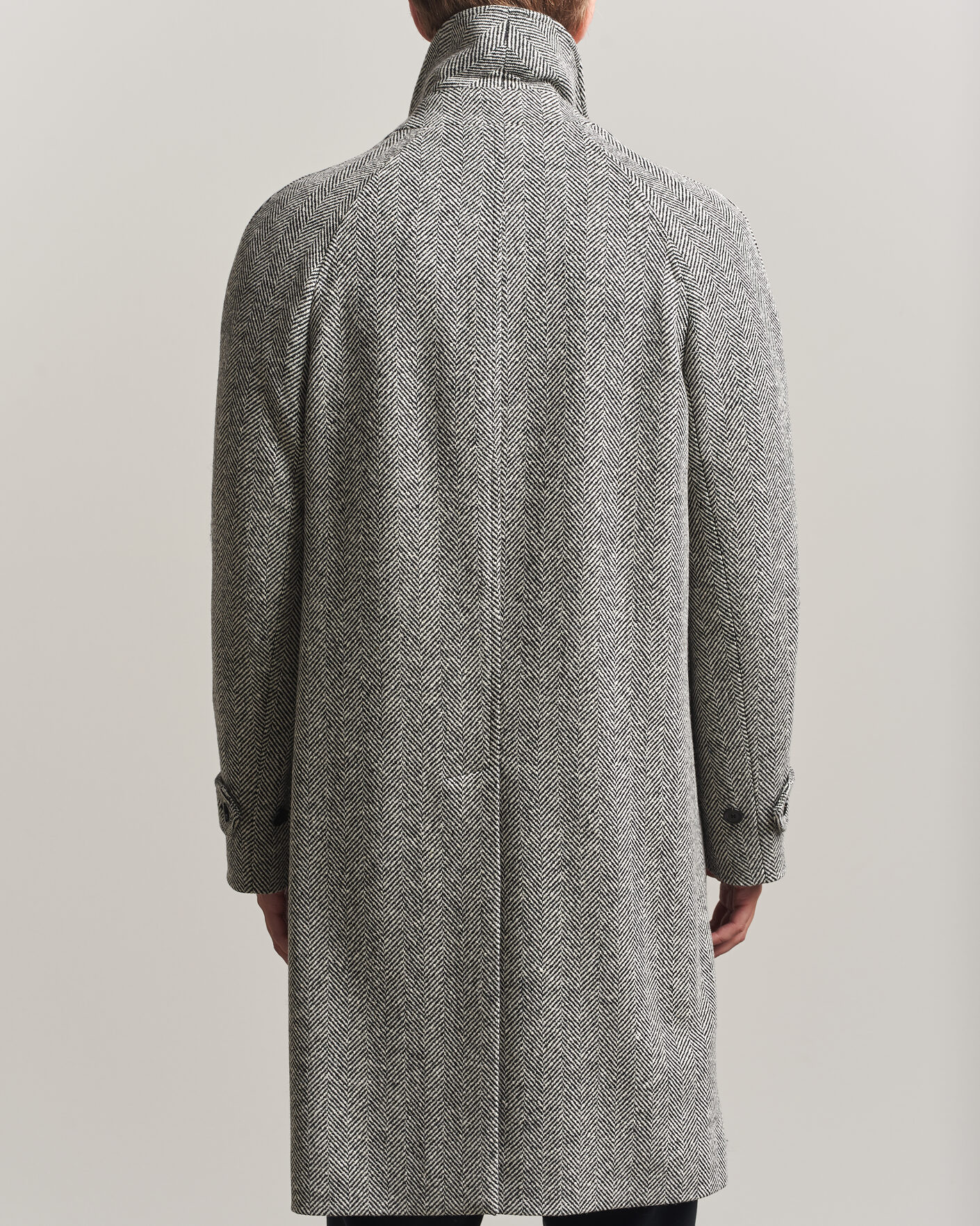 Herre | Jakker | Lardini | Wool Herringbone Raglan Coat Dark Grey