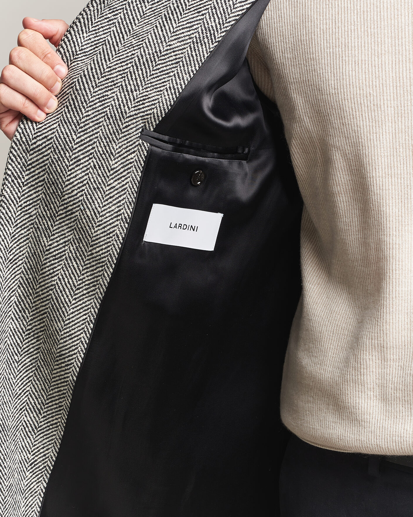 Herre | Jakker | Lardini | Wool Herringbone Raglan Coat Dark Grey