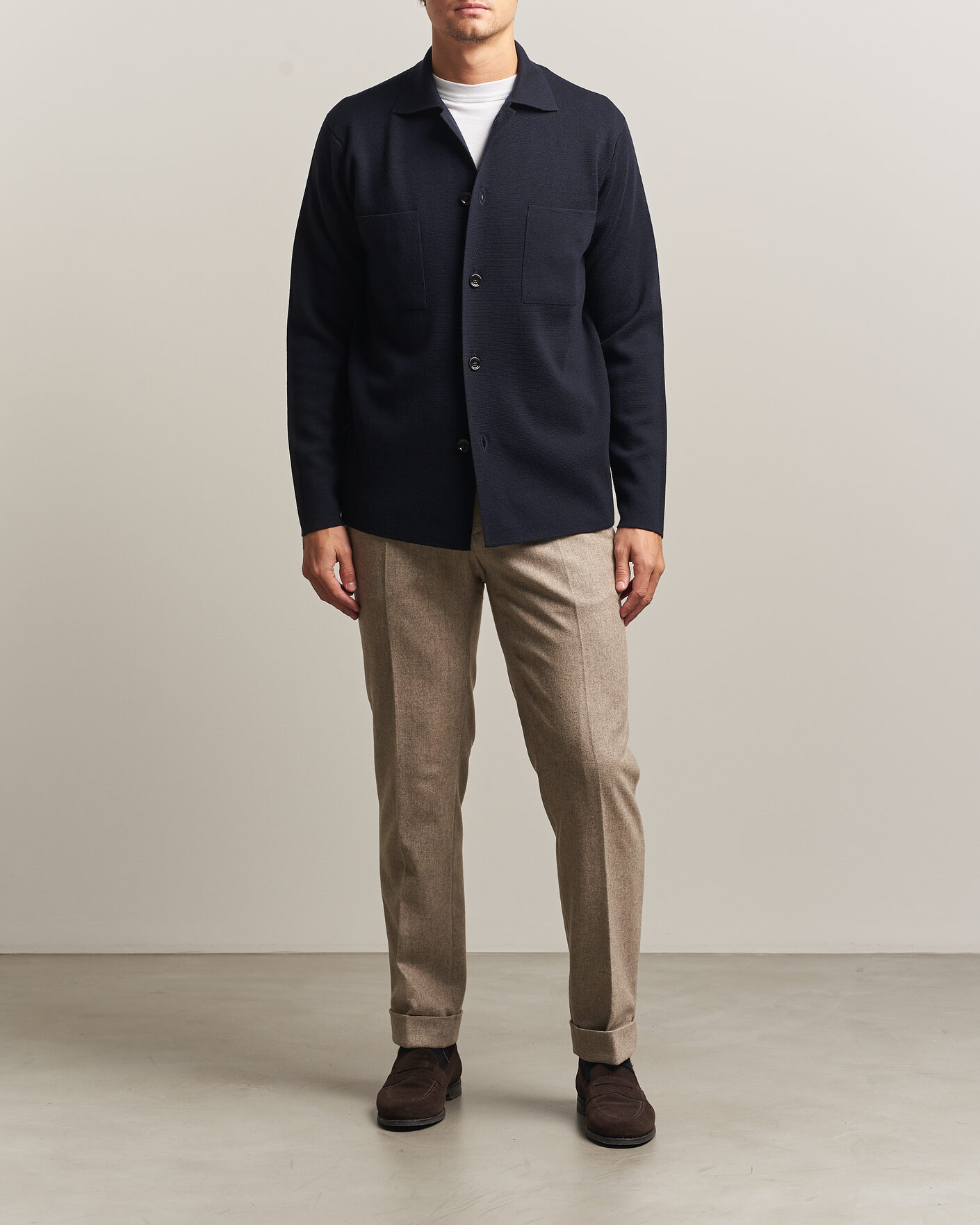 Herre | Skjorter | Lardini | Knitted Pocket Overshirt Navy