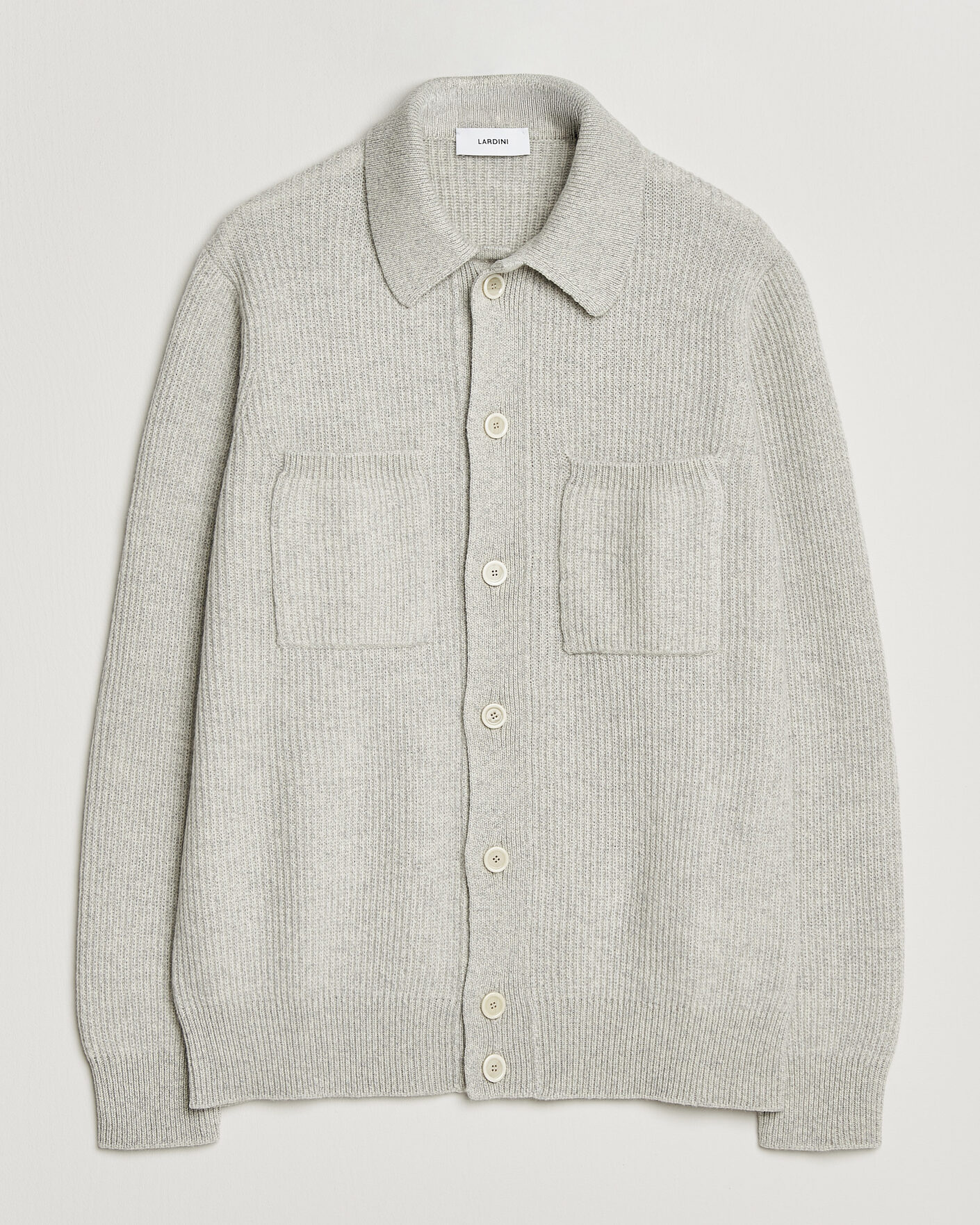 Herre | Gensere | Lardini | Heavy Knitted Cardigan Light Grey