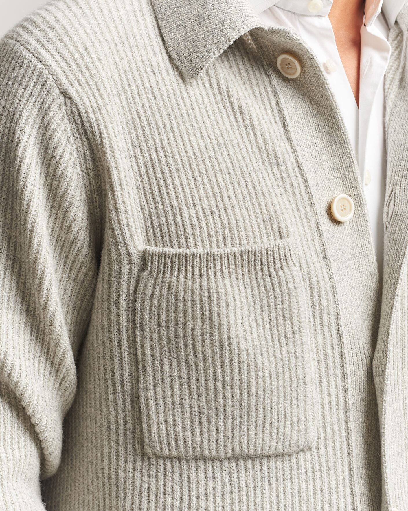Herre | Gensere | Lardini | Heavy Knitted Cardigan Light Grey