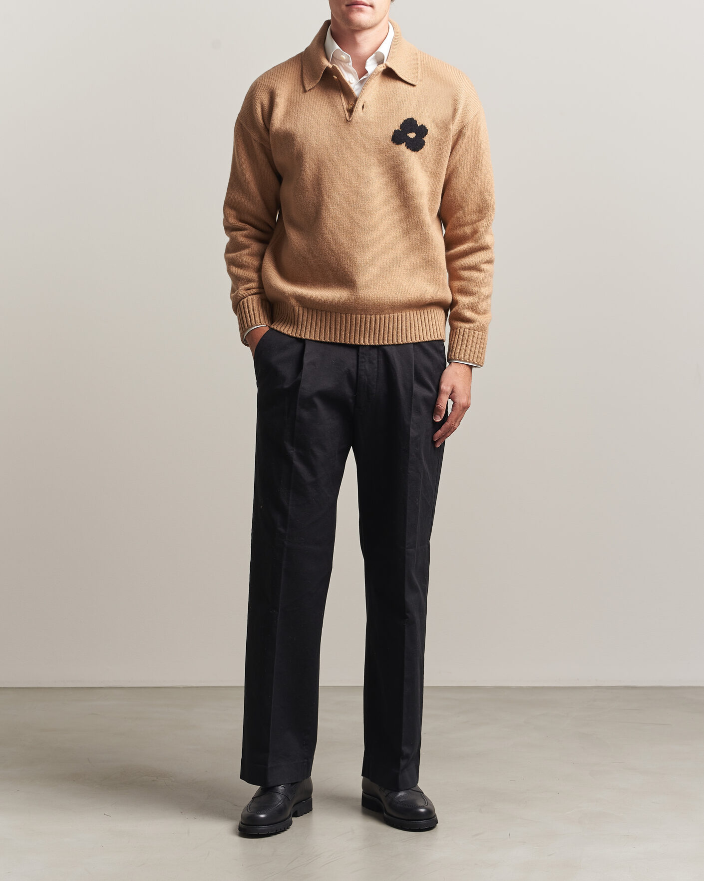 Herre | Gensere | Lardini | Knitted Wool/Cashmere Polo Brown