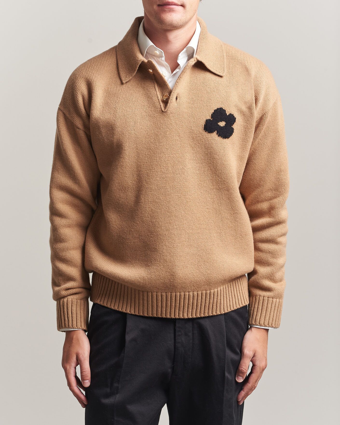 Herre | Gensere | Lardini | Knitted Wool/Cashmere Polo Brown