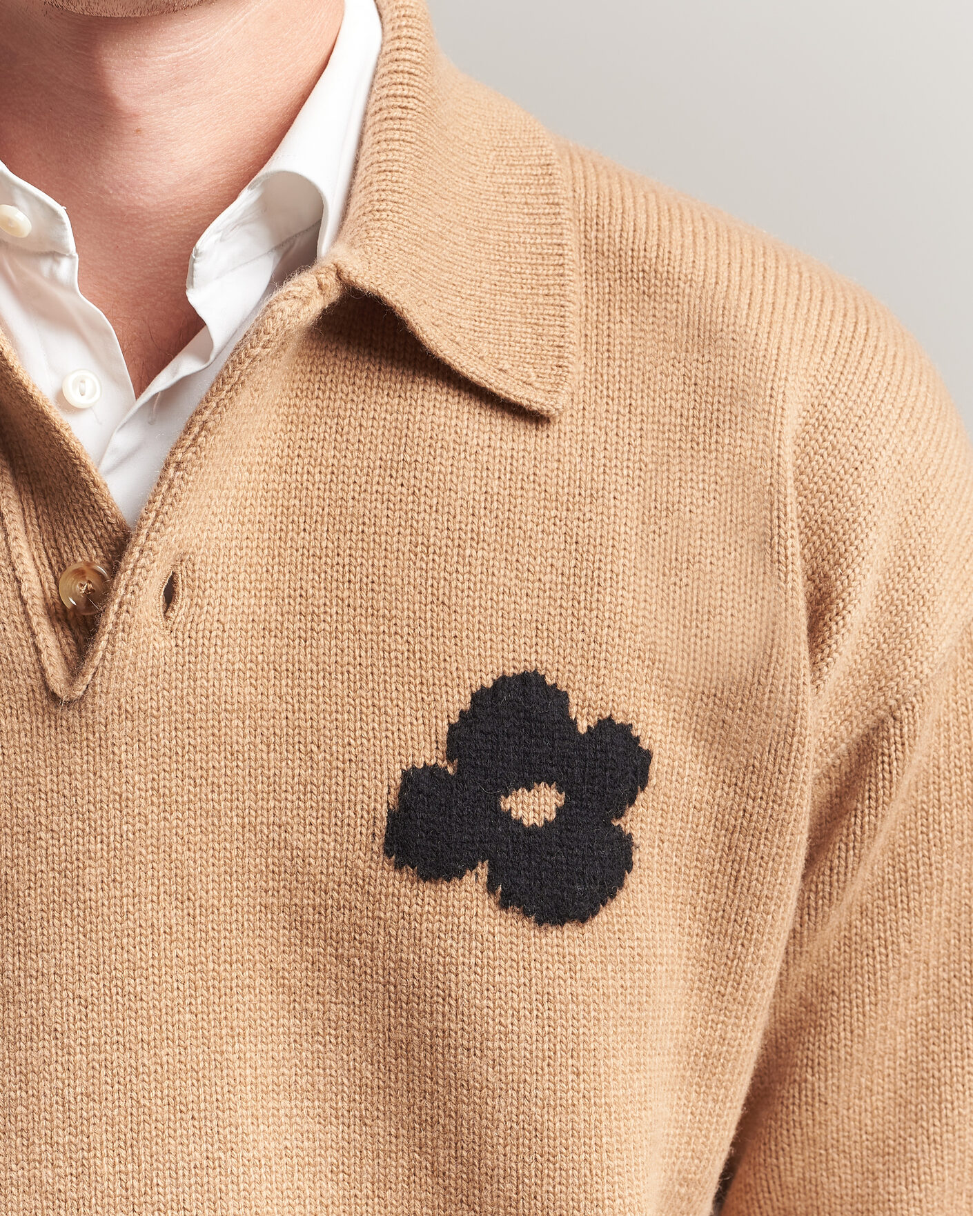 Herre | Gensere | Lardini | Knitted Wool/Cashmere Polo Brown