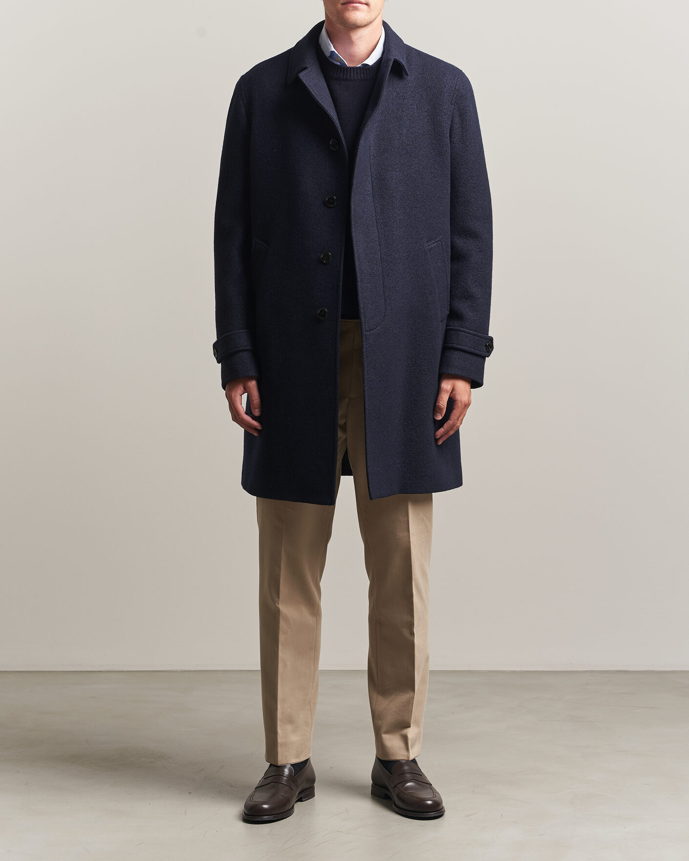 Herre | Jakker | Lardini | Wool/Cashmere Boucle Car Coat Navy
