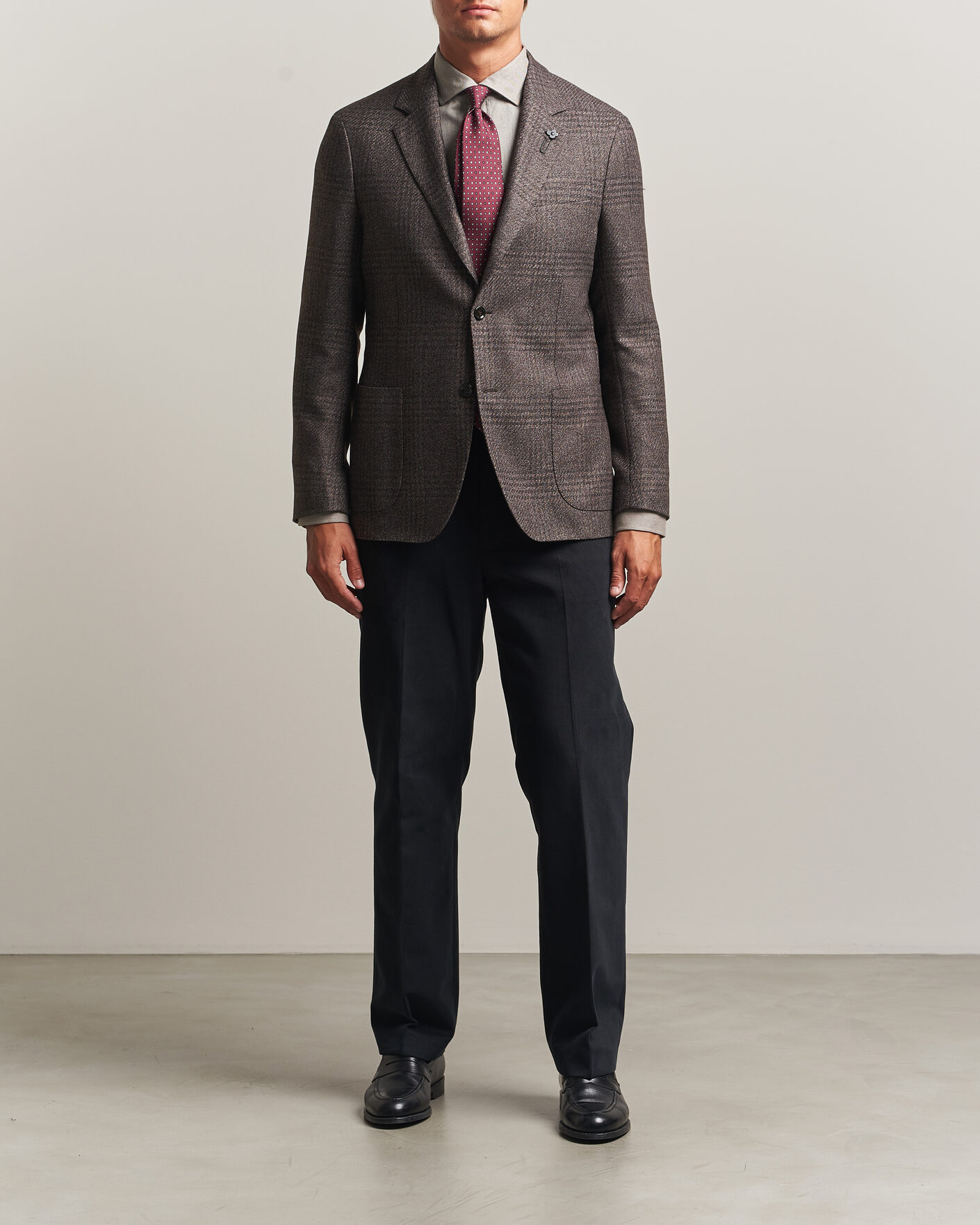 Herre | Dressjakker | Lardini | Wool Structure Checked Blazer Brown