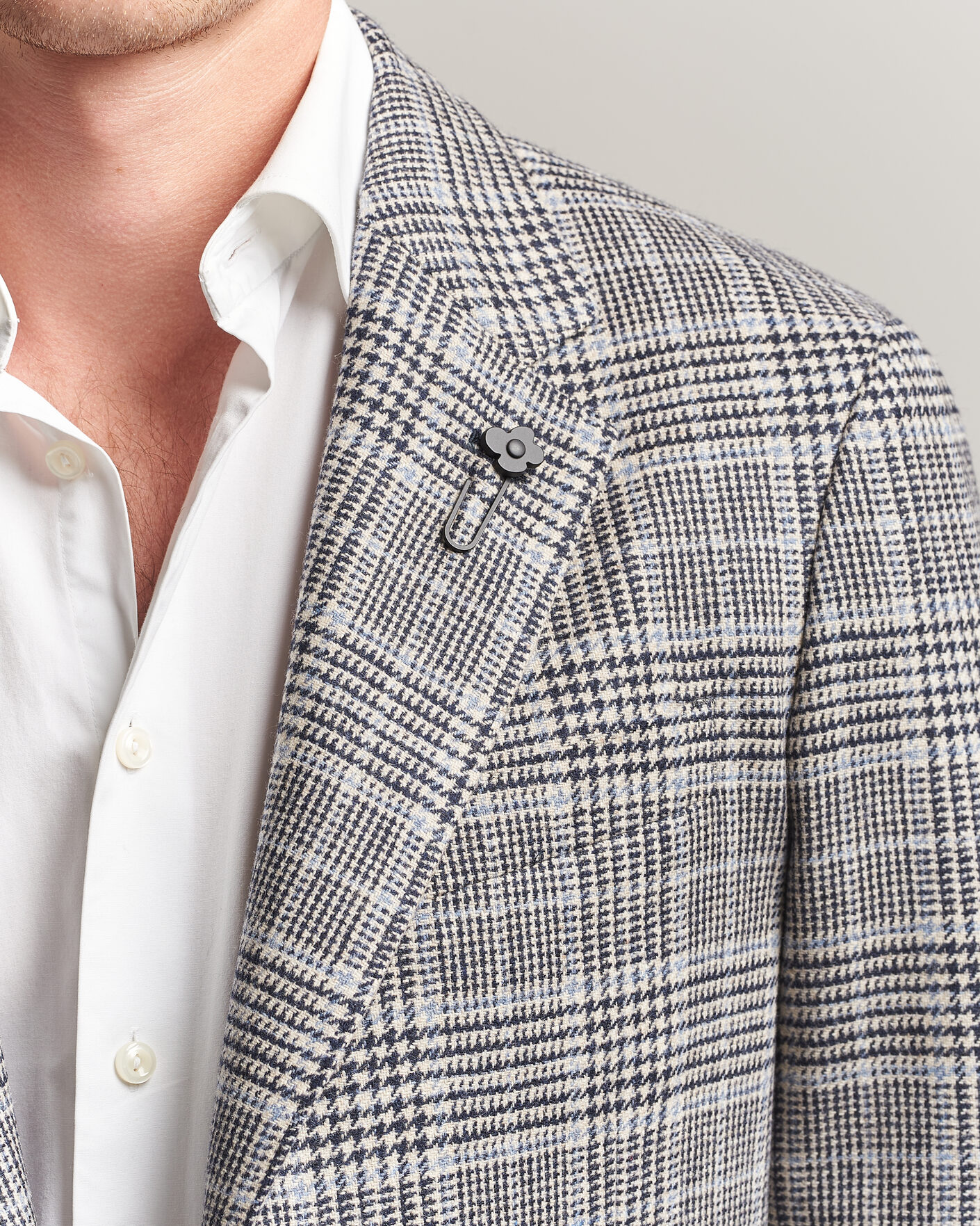 Herre | Dressjakker | Lardini | Wool/Cashmere Houndstooth Blazer Blue