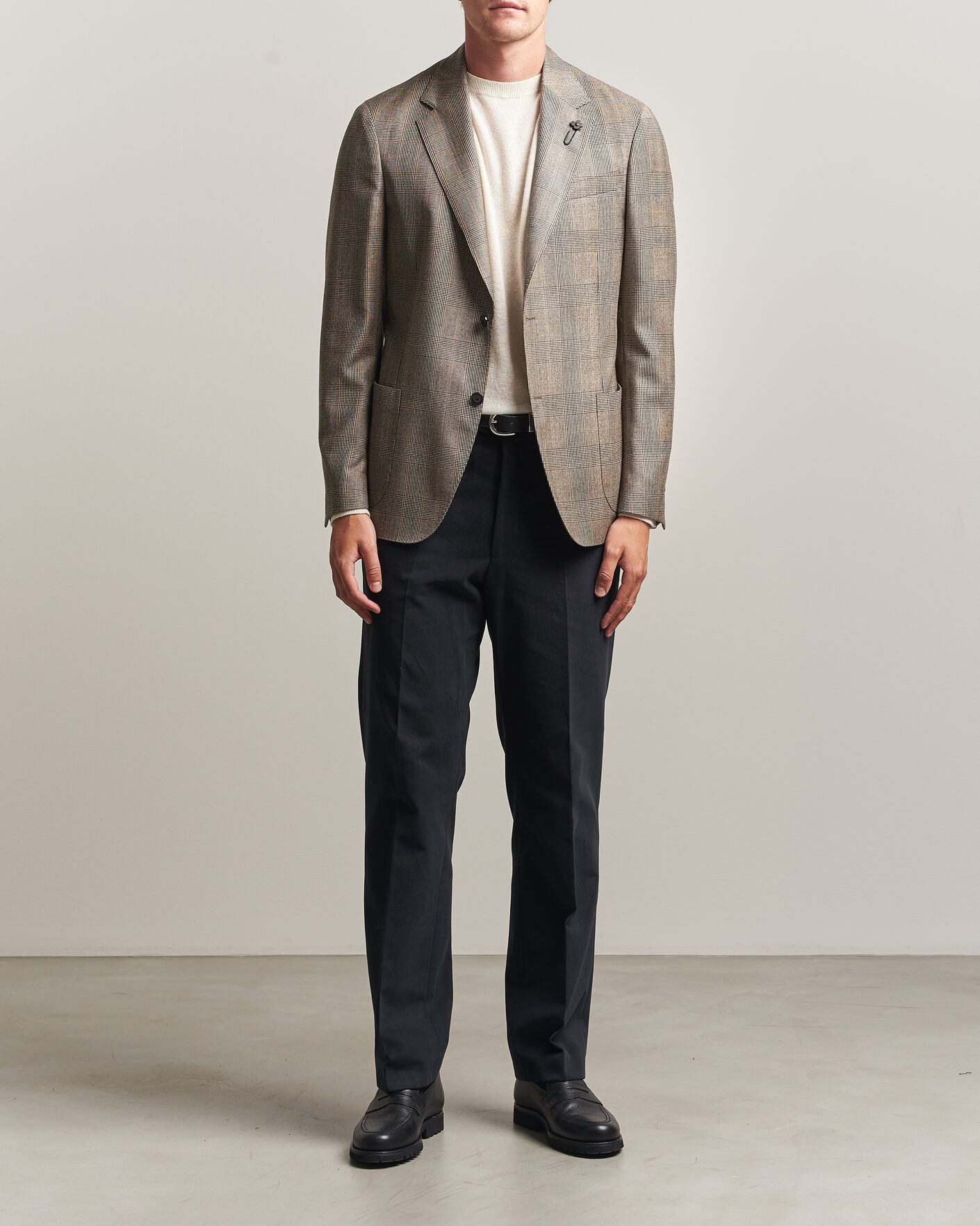 Herre | Dressjakker | Lardini | Wool Prince of Wales Check Blazer Brown
