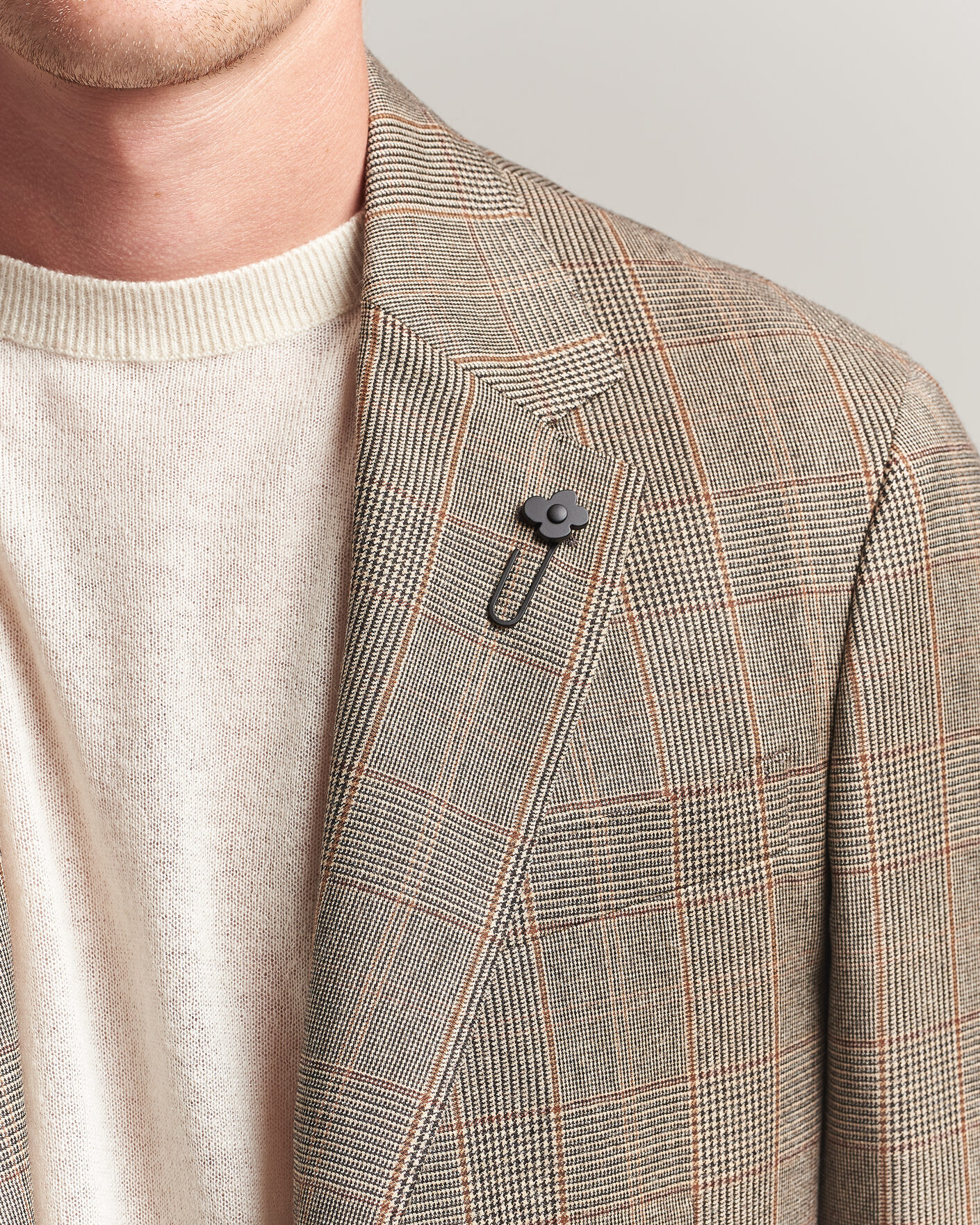 Herre | Dressjakker | Lardini | Wool Prince of Wales Check Blazer Brown