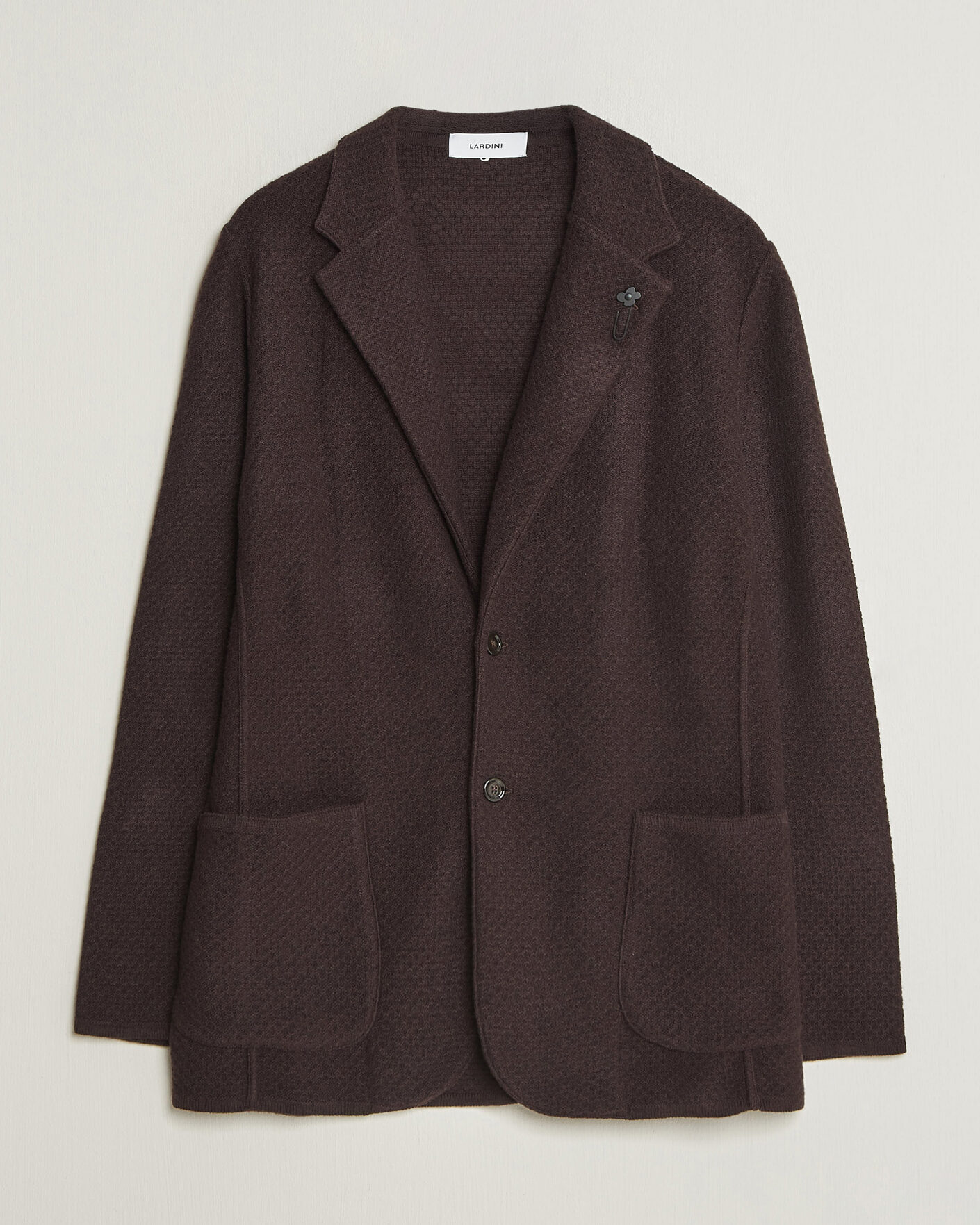 Herre | Dressjakker | Lardini | Knitted Structure Wool/Cashmere Blazer Brown
