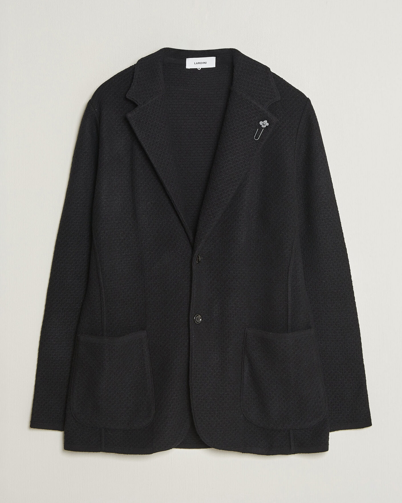 Herre | Dressjakker | Lardini | Knitted Structure Wool/Cashmere Blazer Black