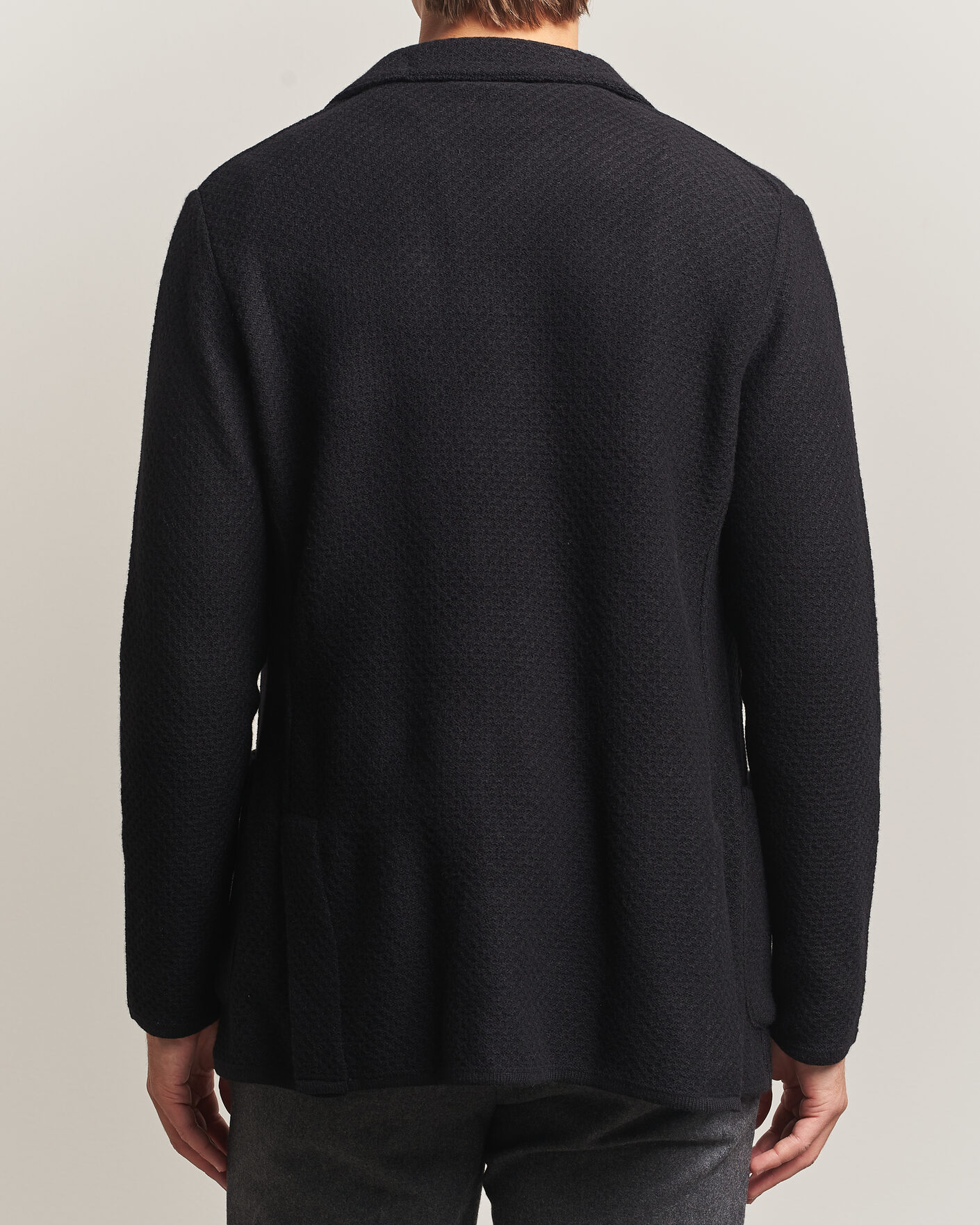 Herre | Dressjakker | Lardini | Knitted Structure Wool/Cashmere Blazer Black