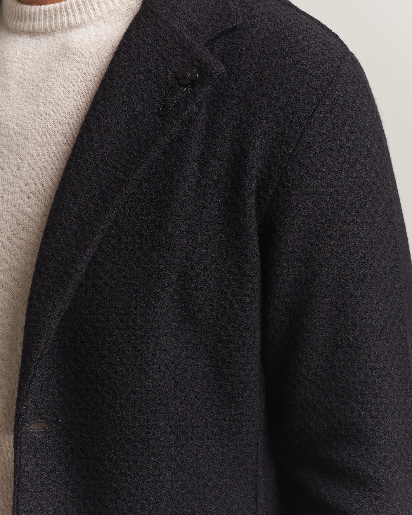 Herre | Dressjakker | Lardini | Knitted Structure Wool/Cashmere Blazer Black